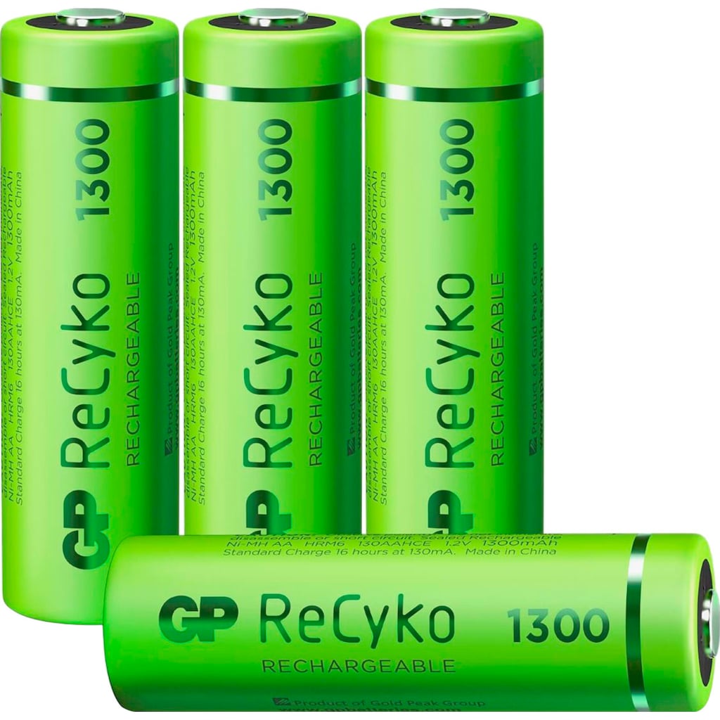 GP Batteries Akku »4er Pack AA Akku GP NiMH 1300 mAh ReCyko 1,2V«, AA, 1300 mAh