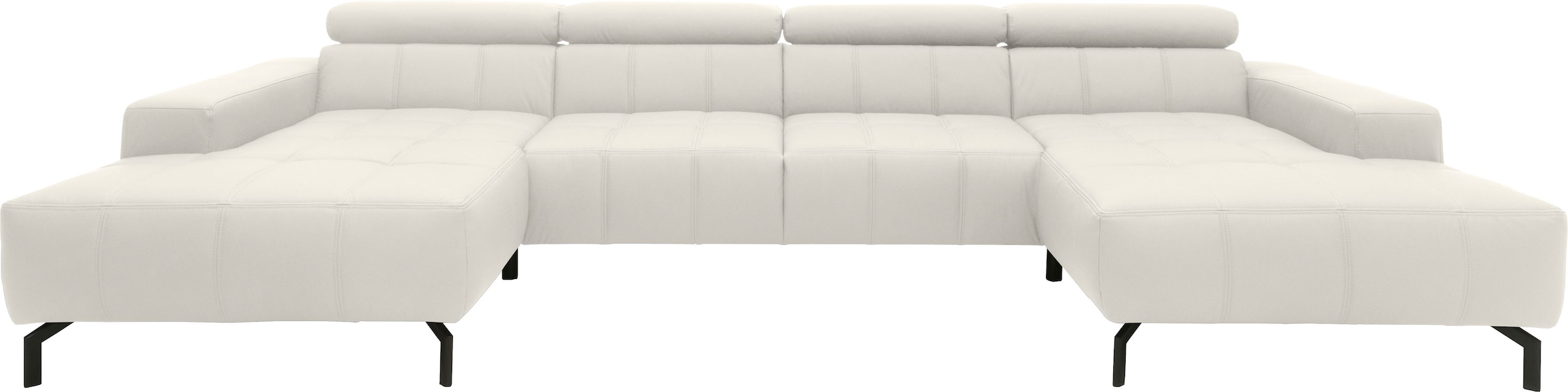 DOMO collection Wohnlandschaft »Cunelli tolle Sitznähte als Designelement, fester Sitzkomfort, U-Form«, wahlweise mit Kopfteilverstellung, bodenfrei