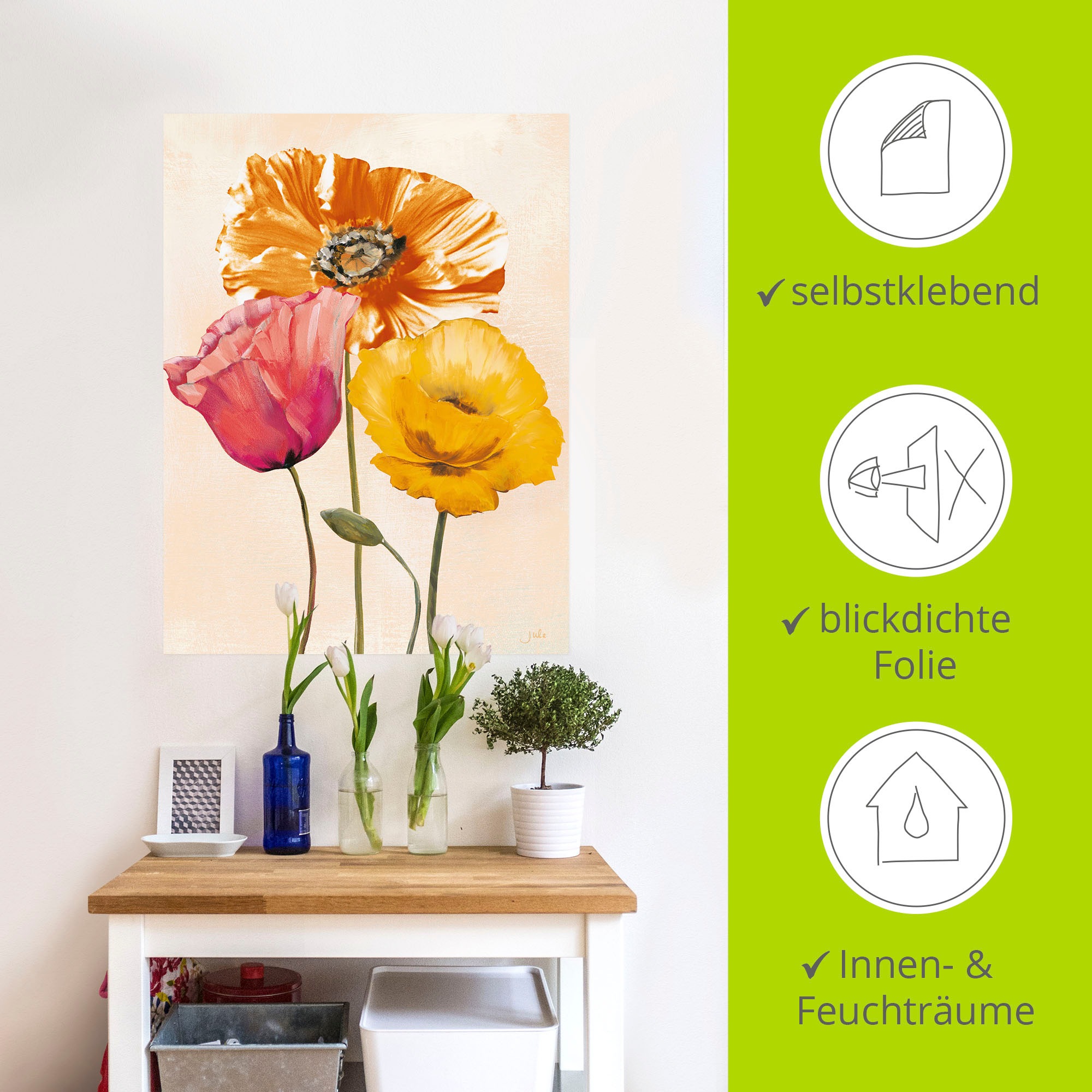 Artland Wandbild »Bunte Mohnblumen II«, Blumenbilder, (1 St.), als Leinwandbild, Poster, Wandaufkleber in verschied. Größen
