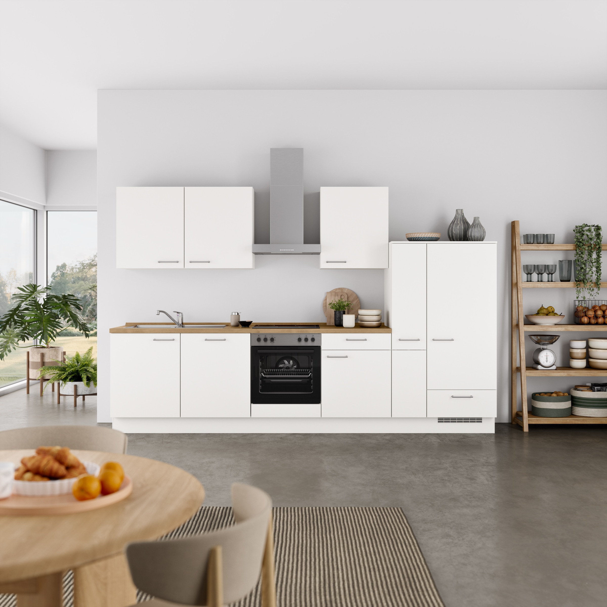 nobilia® Küchenzeile »"Laser I", Ausrichtung wählbar, Breite 330 cm« vormontiert, wahlw. mit unterschiedlichen E-Geräten-Sets