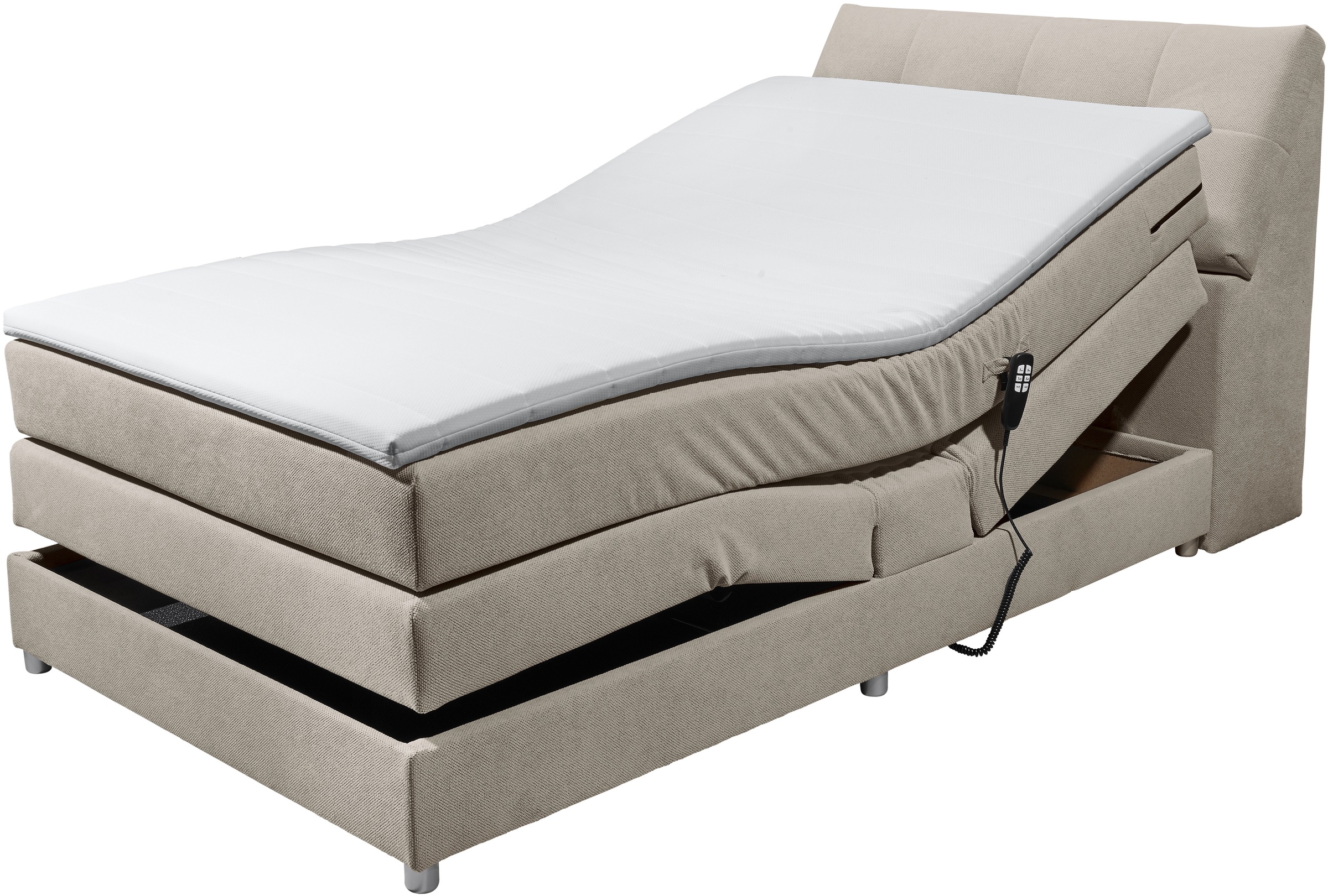 ED EXCITING DESIGN Boxspringbett »Toulouse«, inkl. Motor, inkl. Stauraum im Kopfteil