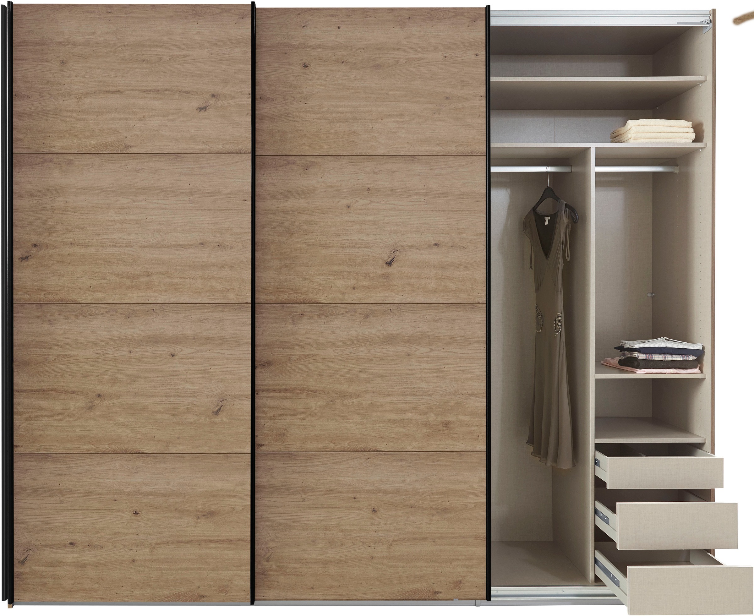 rauch Schwebetürenschrank »Kleiderschrank Schrank Garderobe TOPSELLER OTELI inkl. Inneneinteilung«, mit 3 Innenschubladen sowie zusätzlichen Einlegeböden MADE IN GERMANY