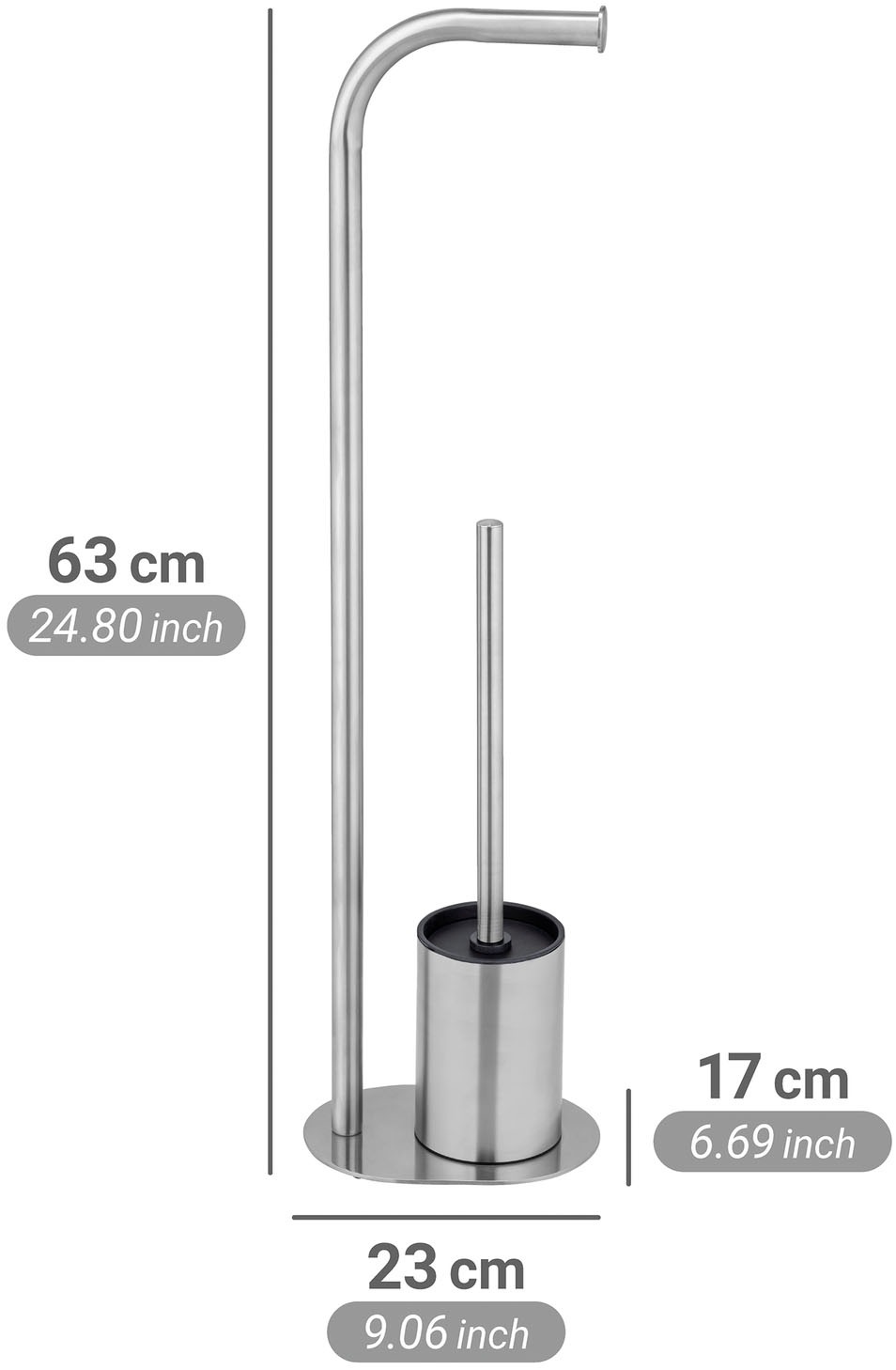 WENKO WC-Garnitur »Levante« aus Edelstahl freistehender Toilettenpapierhalter mit WC-Bürste, Edelstahl rostfrei