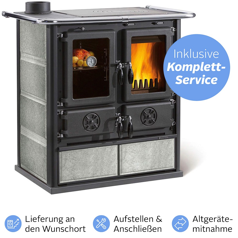 Firefix Kaminofen »Küchenherd »ROSETTA« Sinistra serpentino«, (Alles inklusive Service: Aufstellen, Anschließen, Altgerätemitnahme), Wunschort Lieferung