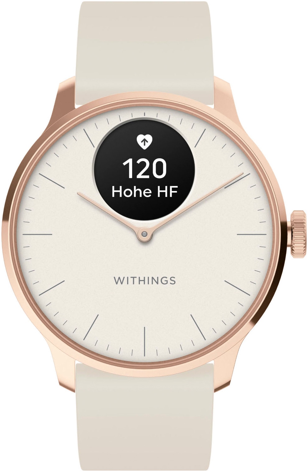 Withings Smartwatch »ScanWatch Light 37mm RoseGold, Akku bis 30 Tage, 50 M Wasserdicht«, (/ 0,63 Zoll), Leicht, elegant, langlebig, hybride, für tägliches Gesundheitstracking