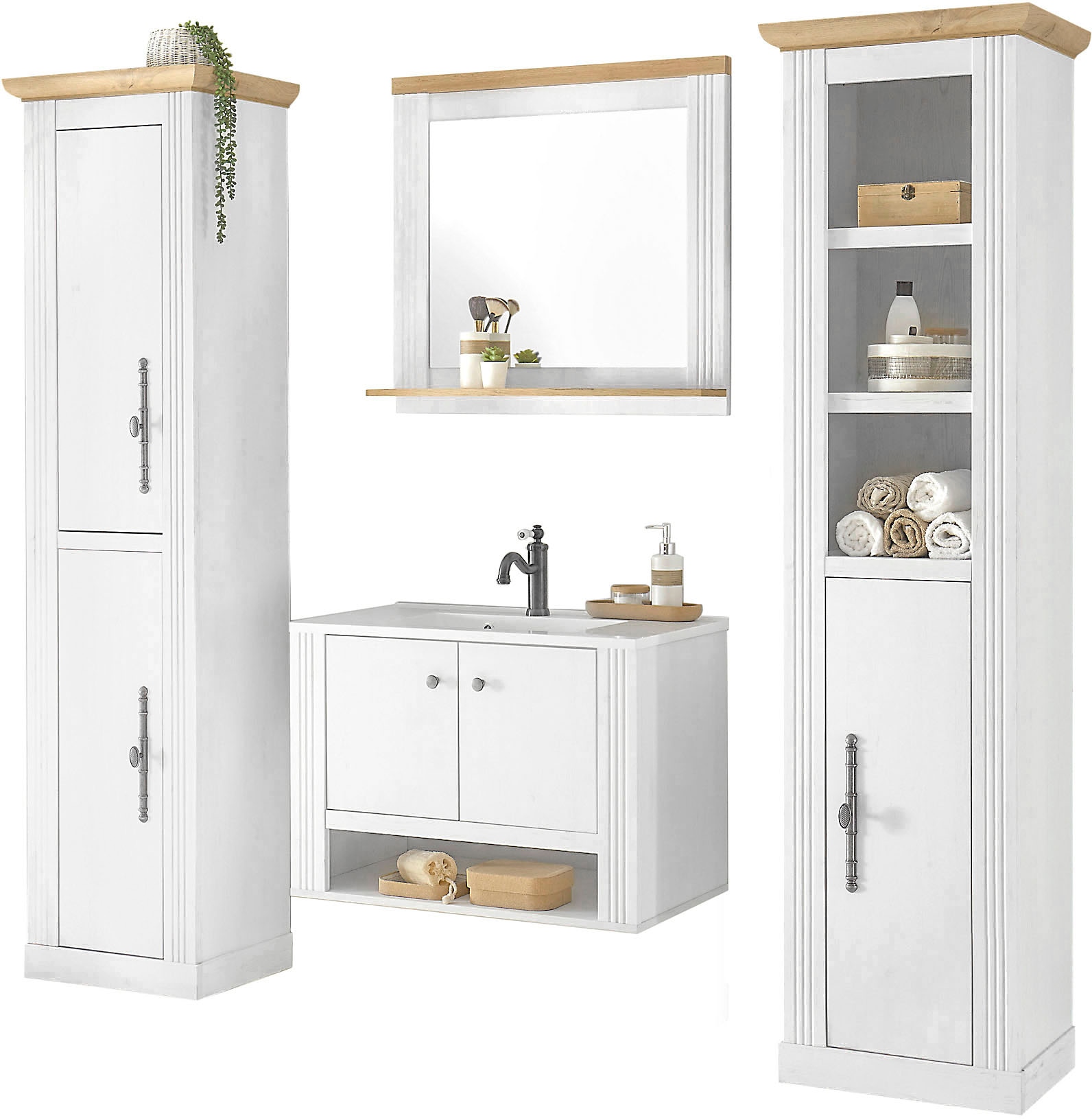 Home affaire Badmöbel-Set »WESTMINSTER, Bad im Landhausstil, 4-teiliges Bad günstig online kaufen