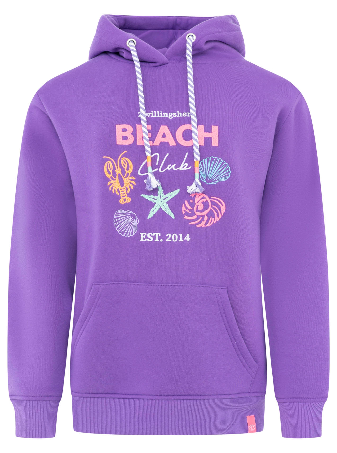 Zwillingsherz Hoodie »"Beach Club"«, Muschel-Motiv, Kapuze mit bunter Kordel, Kängurutasche
