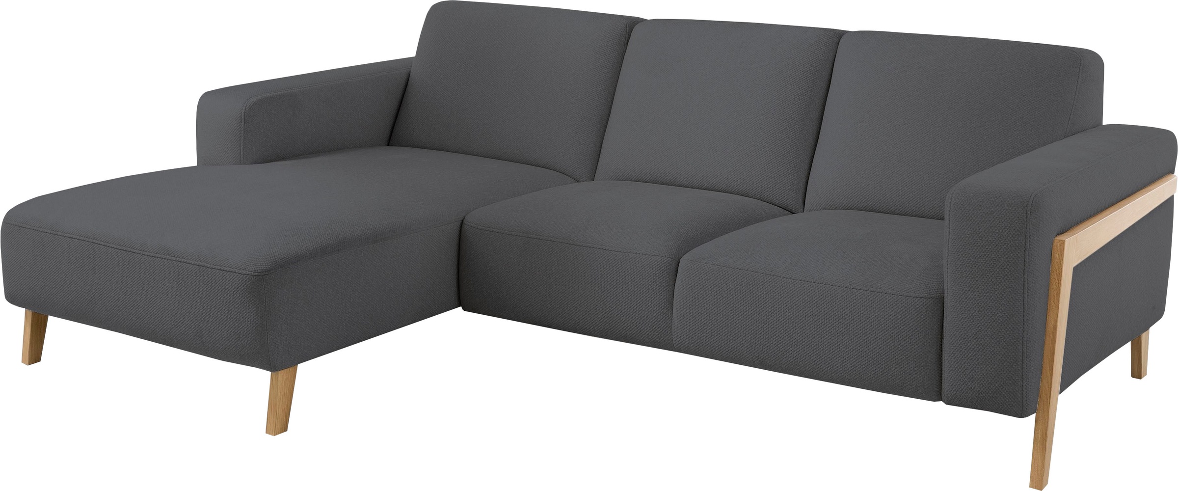 exxpo - sofa fashion Ecksofa »Starr, modern und klassisches Design, hochwertige Verarbeitung, bequem« L-Form, wahlw. elektrische Sitztiefenverstellung, Massivholzfüße