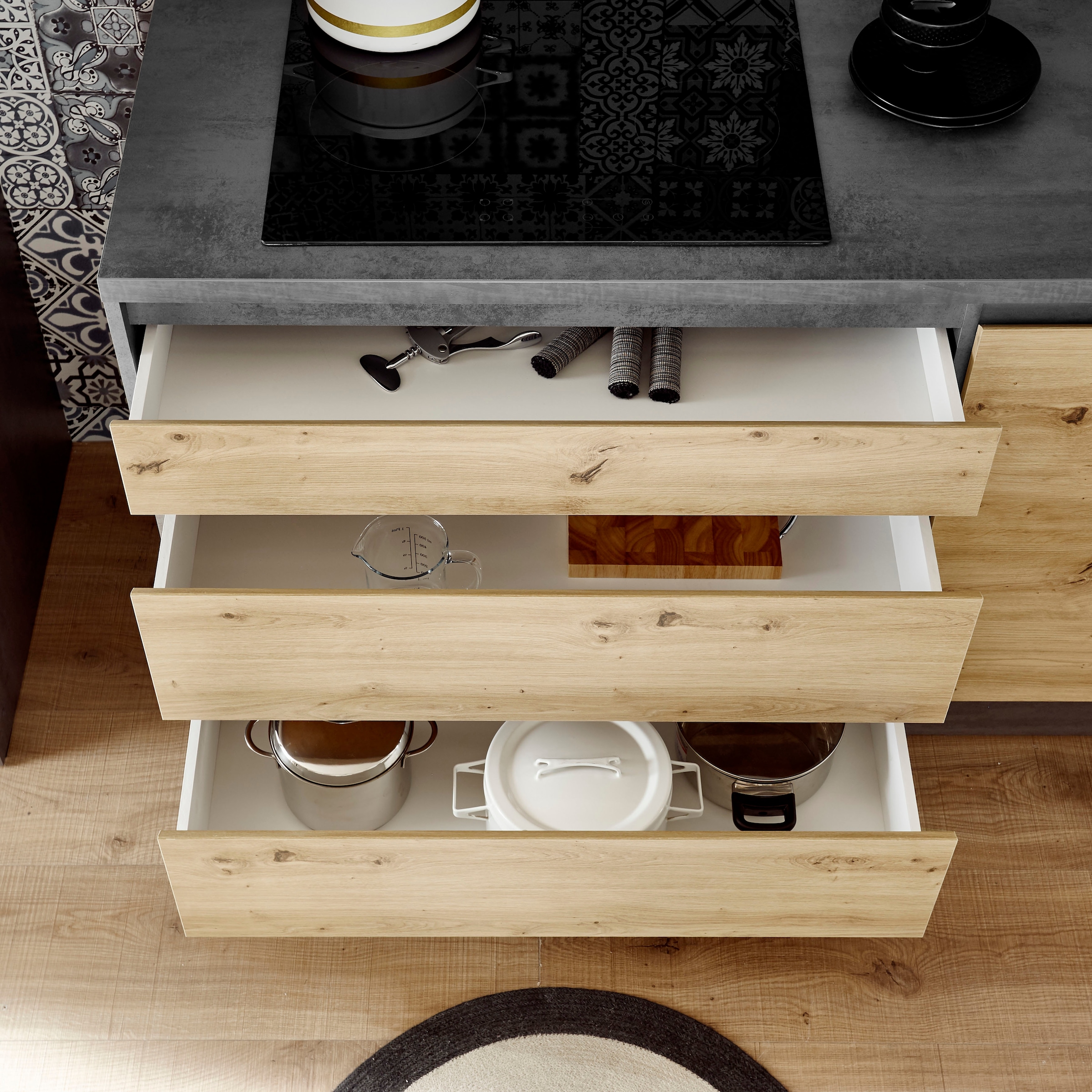 BASIC by Balculina Küchenzeile »Isis«, (Set), mit E-Geräten, Breite 337 cm