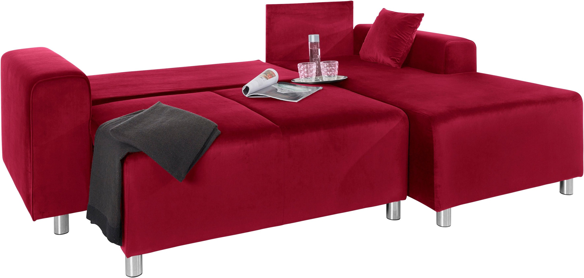 Guido Maria Kretschmer Home&Living Ecksofa »Györ«, L-Form, wahlweise mit Bettfunktion und Bettkasten incl. 2 Zierkissen