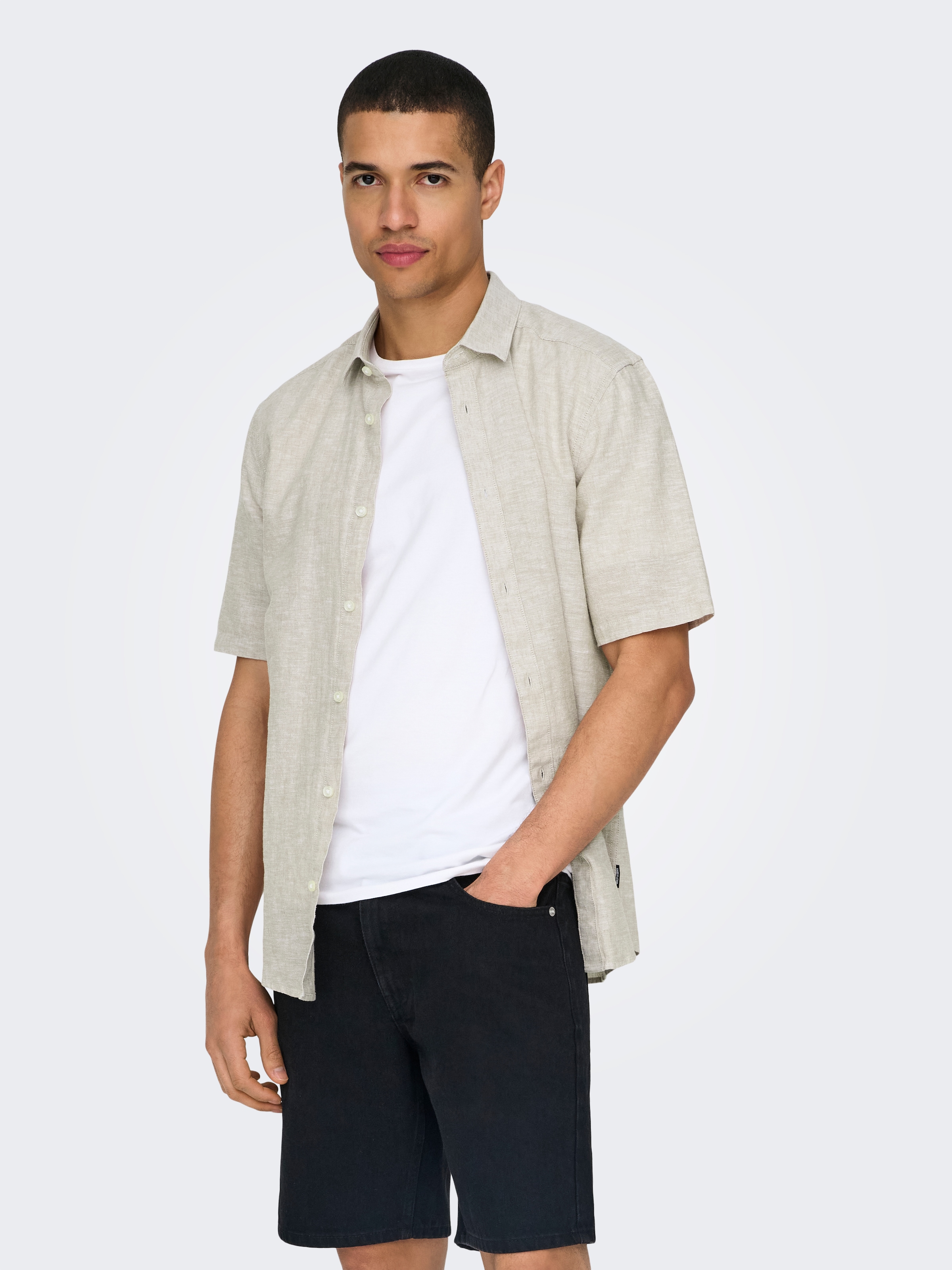 ONLY & SONS Kurzarmhemd »ONSCAIDEN SS SOLID LINEN SHIRT NOOS«