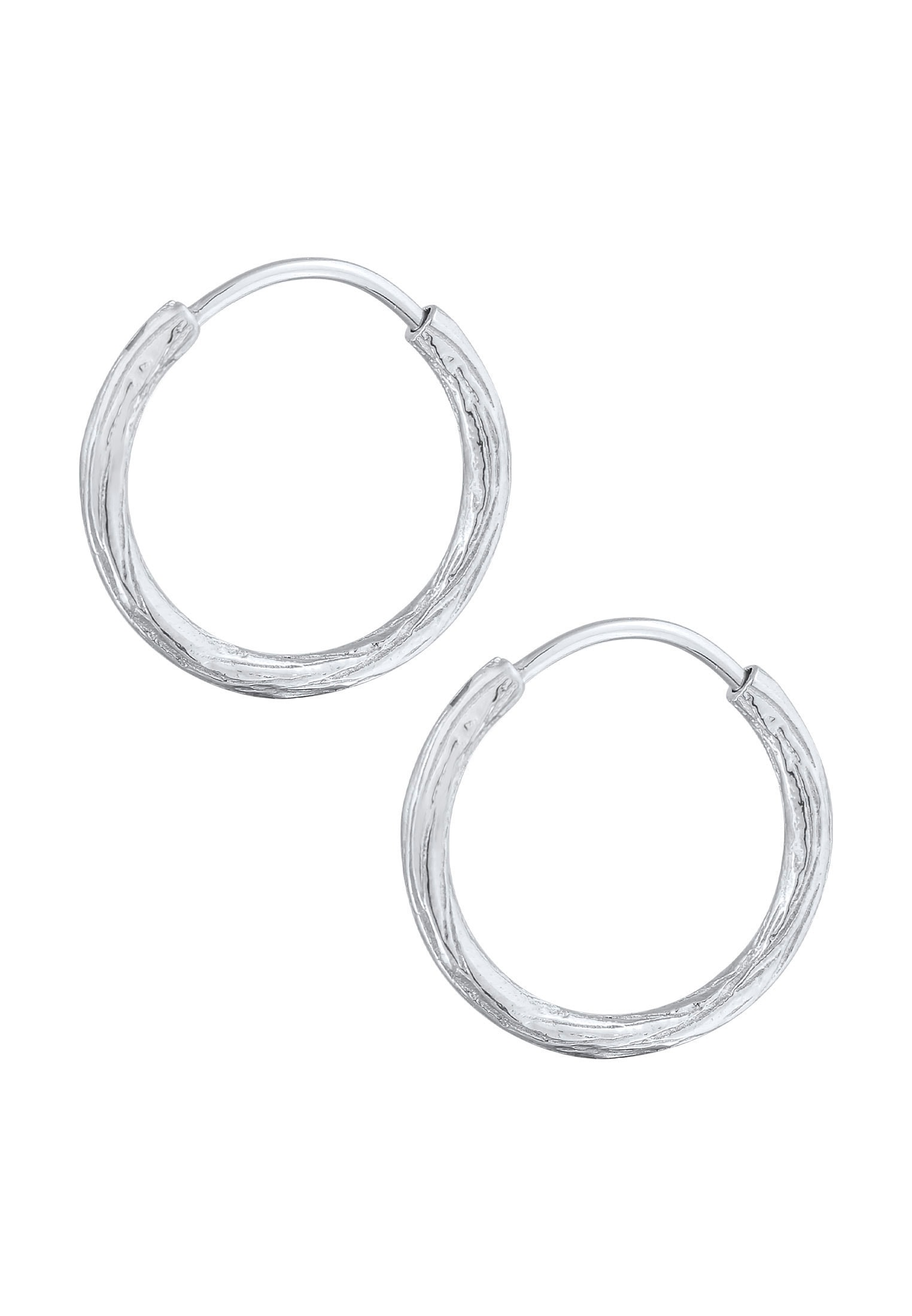Elli Paar Creolen »Creole Casual Raues Finish 925 Silber«