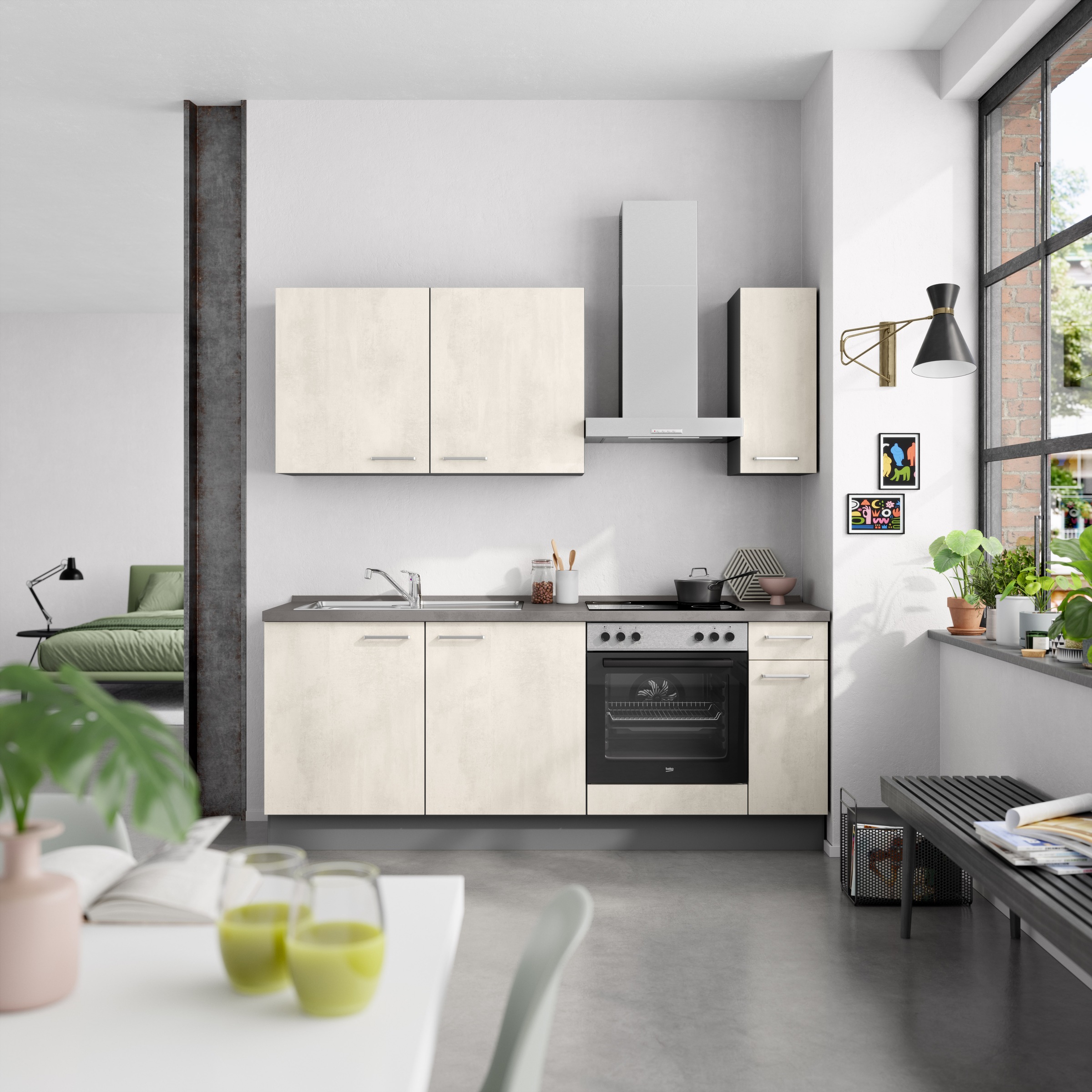 nobilia® Küchenzeile »"Riva I"«, vormontiert, Ausrichtung wählbar, Breite 210 cm, wahlw. mit E-Geräten