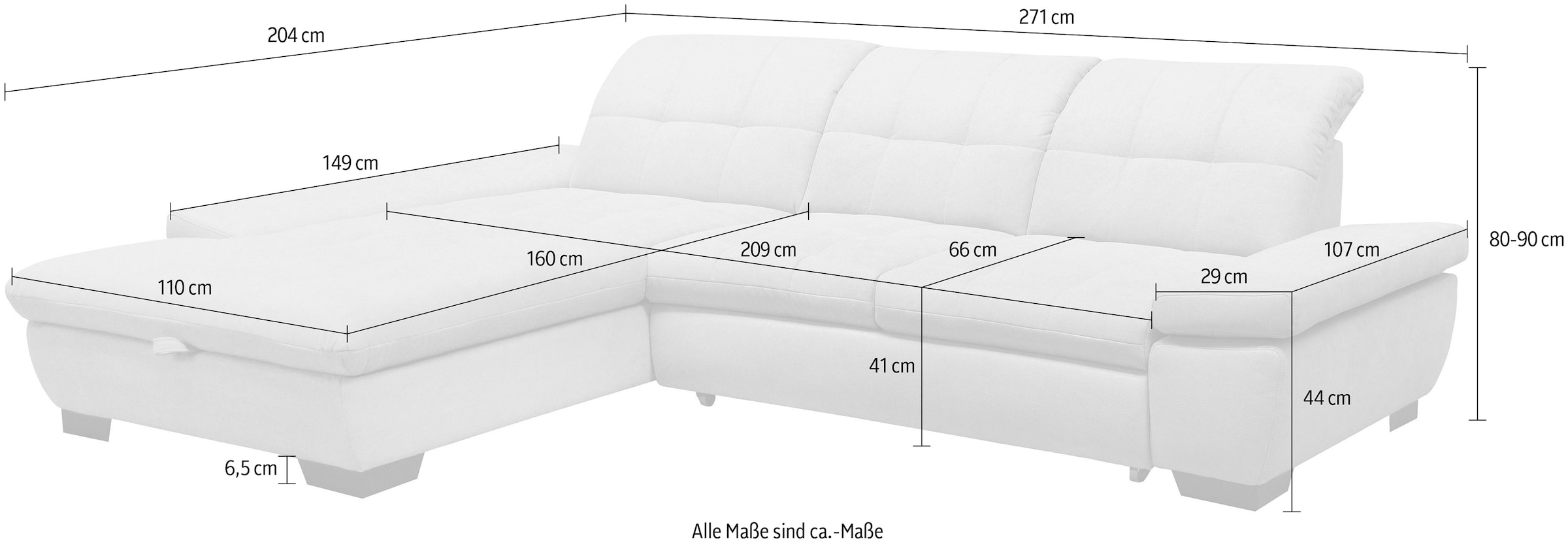 alina Ecksofa »Salima«, Inklusive Rückenlehnenverstellung