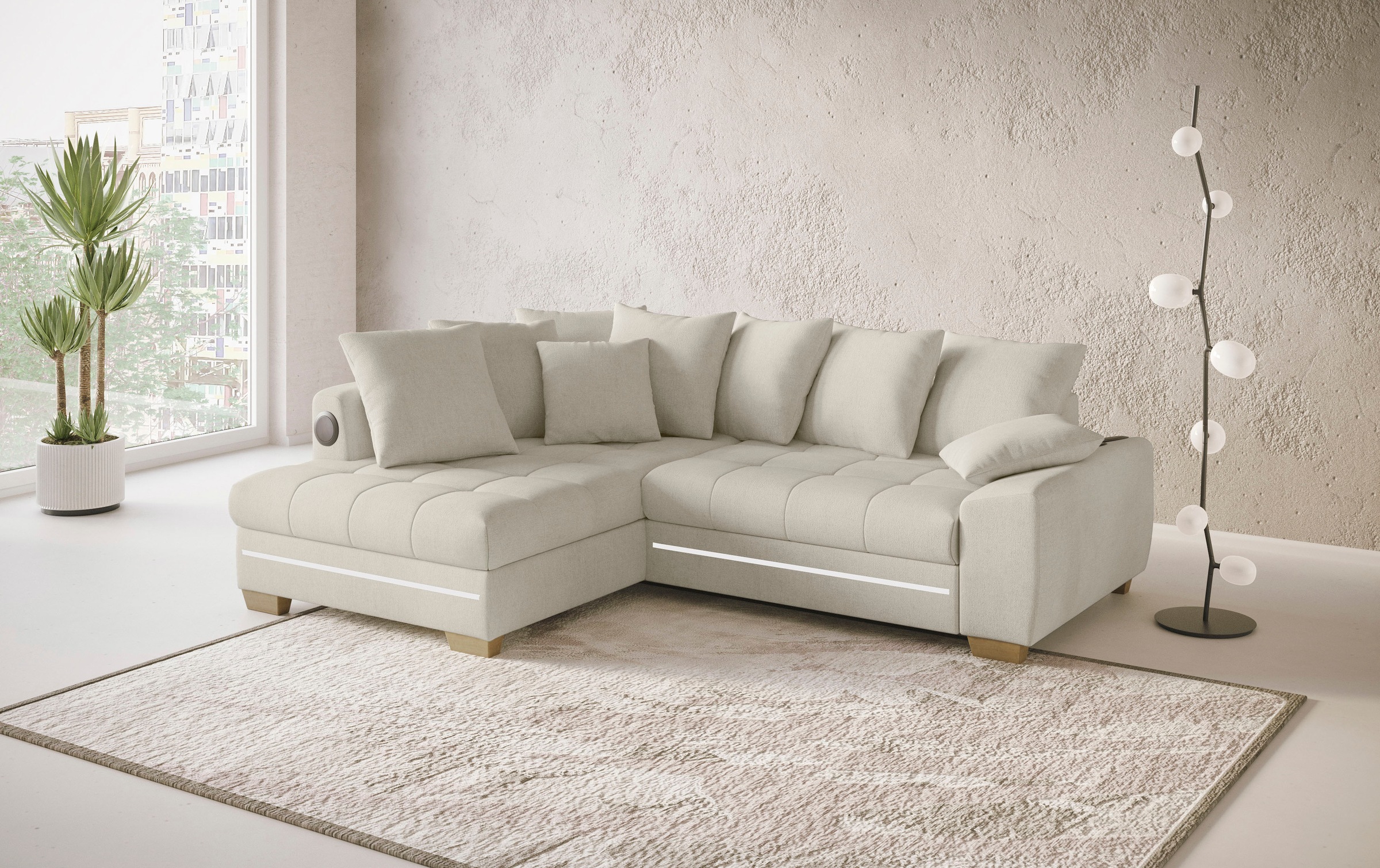 Mr. Couch Ecksofa »Nikita II, L-Form«, mit Kaltschaum, RGB-LED, Soundsystem günstig online kaufen