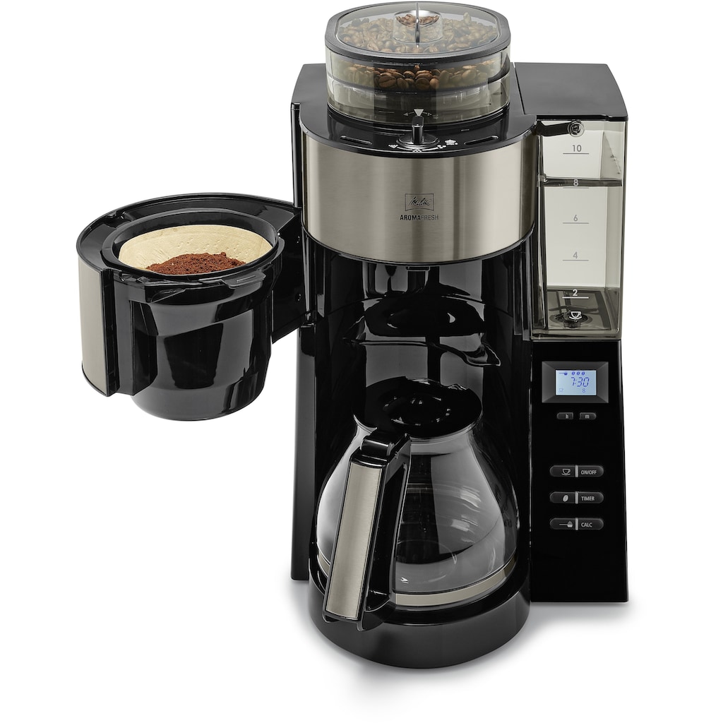 Melitta Kaffeemaschine mit Mahlwerk »AromaFresh«, 1,25 l Kaffeekanne, Papierfilter, 1x4