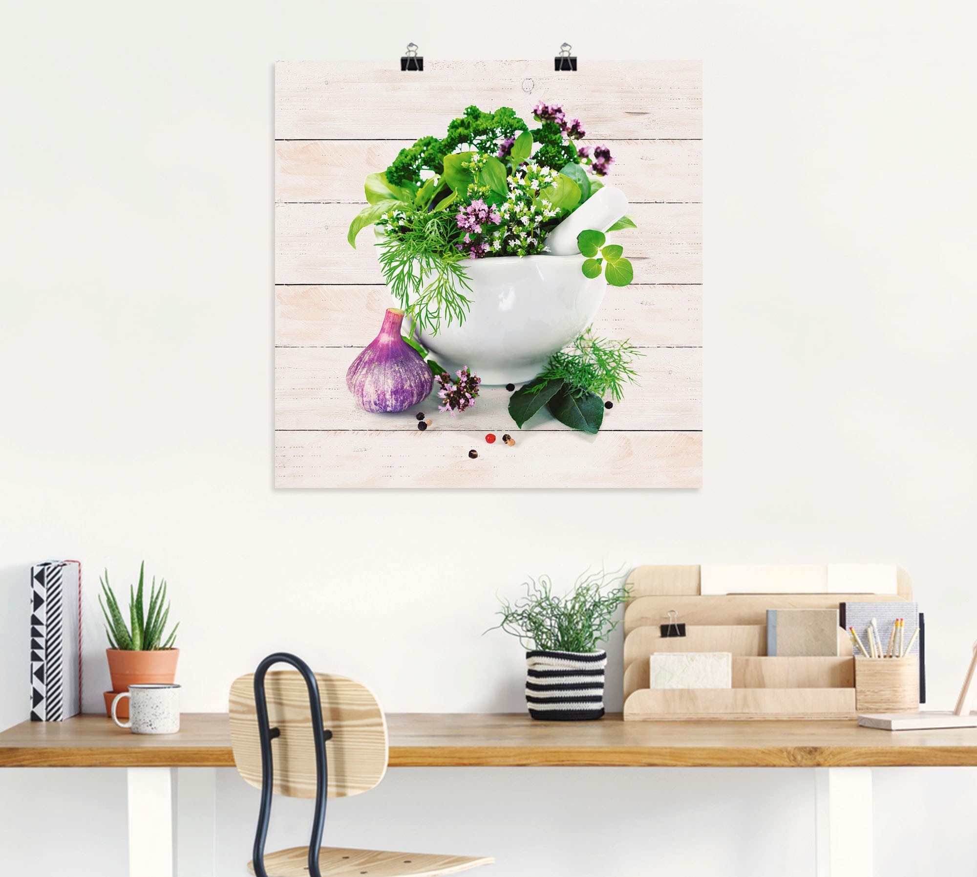 Artland Wandbild »Heilkräuter auf weißem Hintergrund Küche«, Arrangements, (1 St.), als Alubild, Outdoorbild, Leinwandbild, Poster, Wandaufkleber