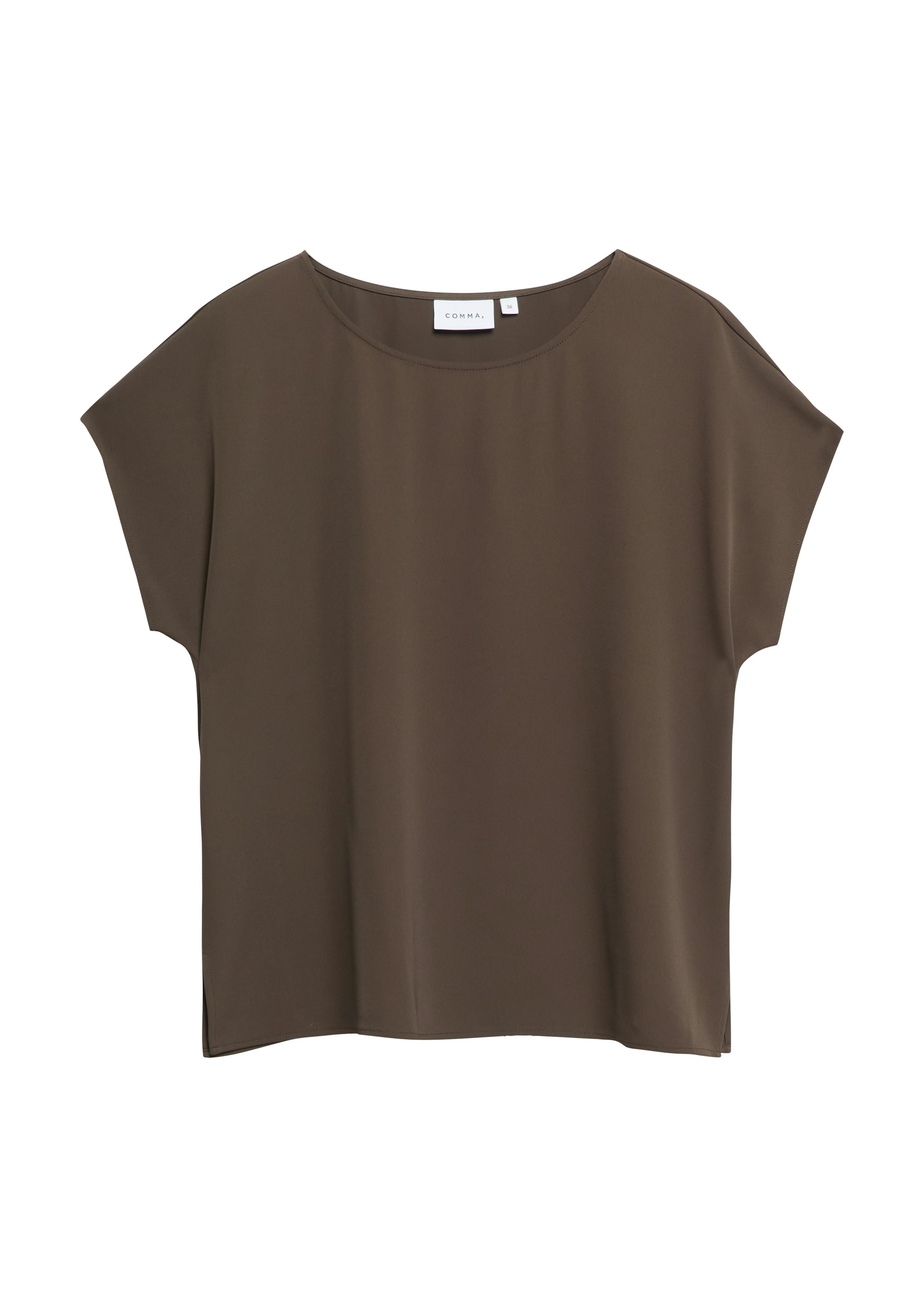 Comma Kurzarmbluse Sommerbluse - unifarben - mit Stretch
