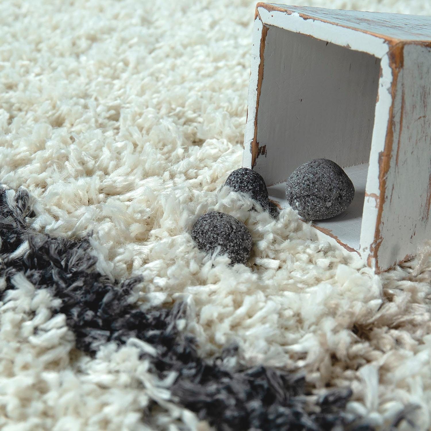 Paco Home Hochflor-Teppich »Helsinki 530«, rechteckig, 45 mm Höhe, weicher Hochflor-Shaggy, Scandi Design, mit Fransen