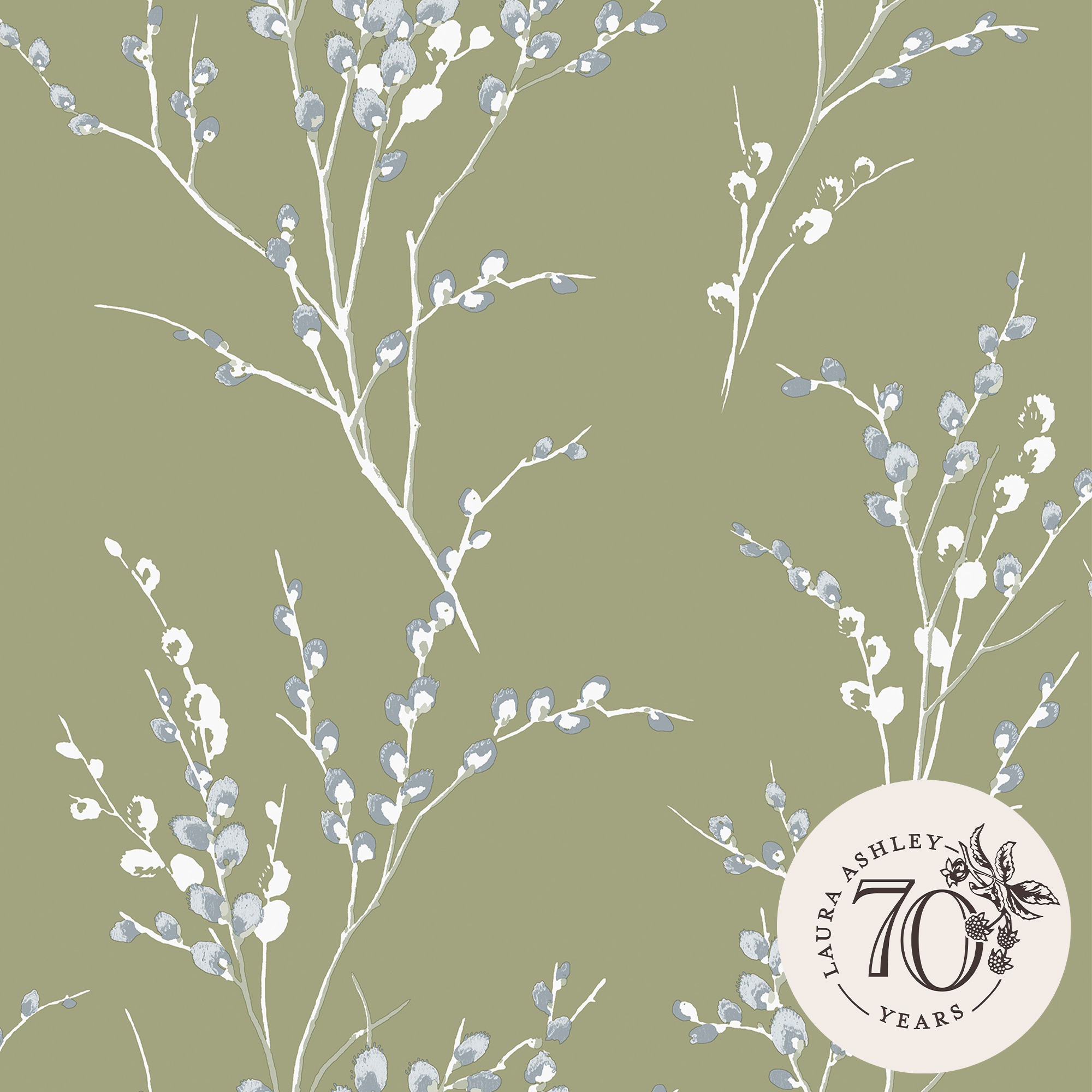 LAURA ASHLEY Vliestapete »Pussy Willow« geblümt glatt 10mx52cm (ca. 5m2)