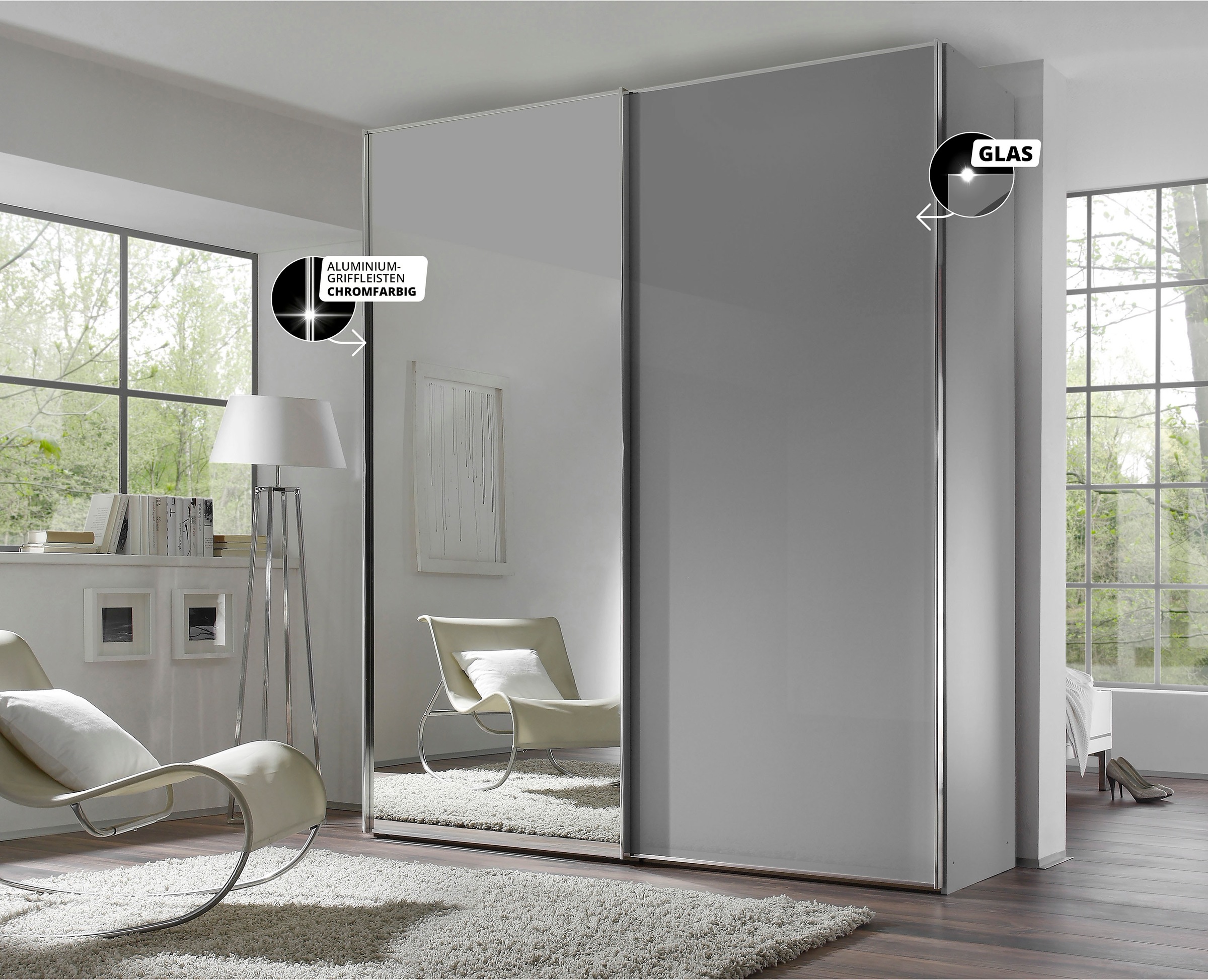 STAUD Schwebetürenschrank »Sinfonie Plus, edles Design in hochwertiger Qualität, Made in Germany« Mit Spiegeltüre und in vier verschiedenen Ausstattungsvarianten