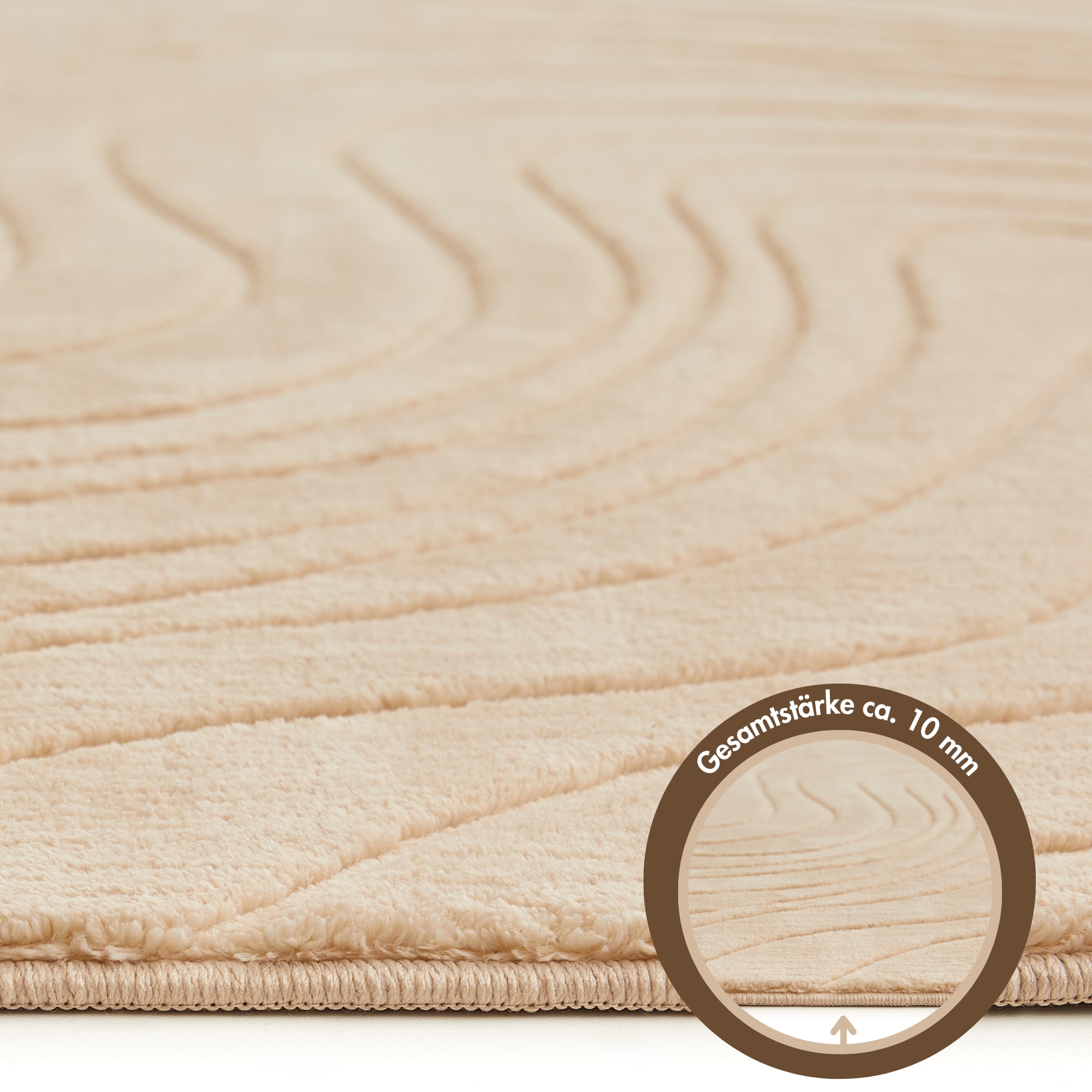 Andiamo Teppich »Dale«, rechteckig, 10 mm Höhe, Uni Farben, Hoch-Tief-Struktur, Carving-Effekt, Wohnzimmer