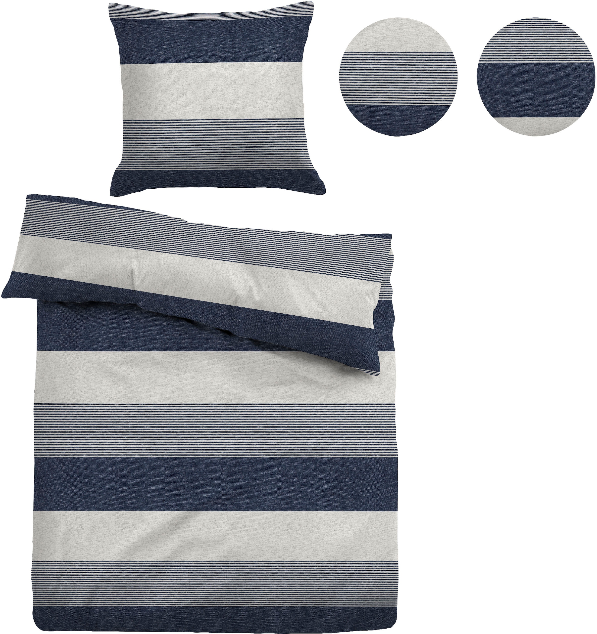 TOM TAILOR Bettwäsche »Caro«, (2 tlg.), made in Germany, warme kuschelige Biber Qualität (Flanell) aus 100% Baumwolle, Bett- und Kopfkissenbezug mit Reißverschluss, Bettwäsche-Set nachhaltig durch Anteil recycelter Baumwolle