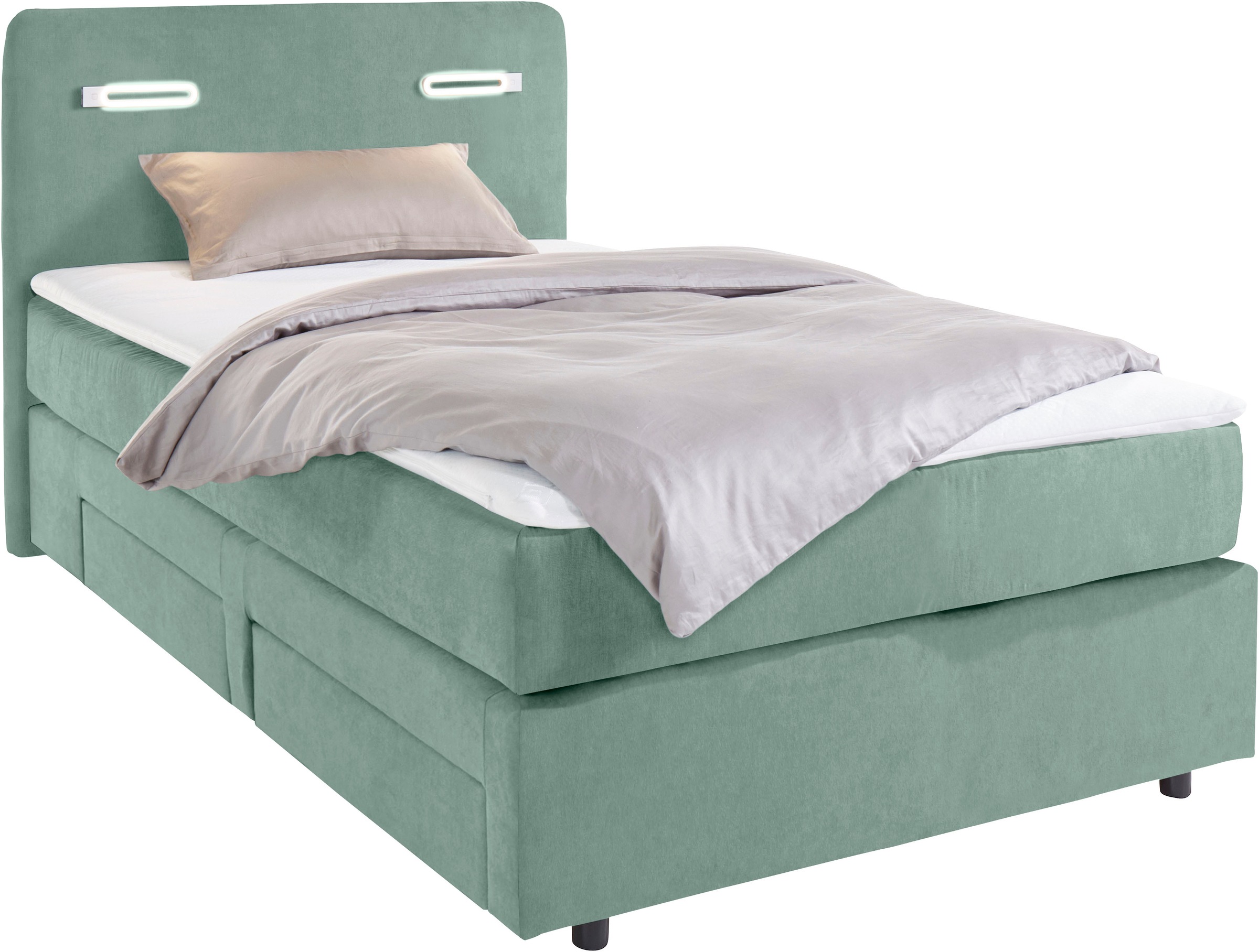 INOSIGN Boxbett »Luan«, Schubkästen, LED-Beleuchtung und Topper, in Breite 120 cm und 180 cm