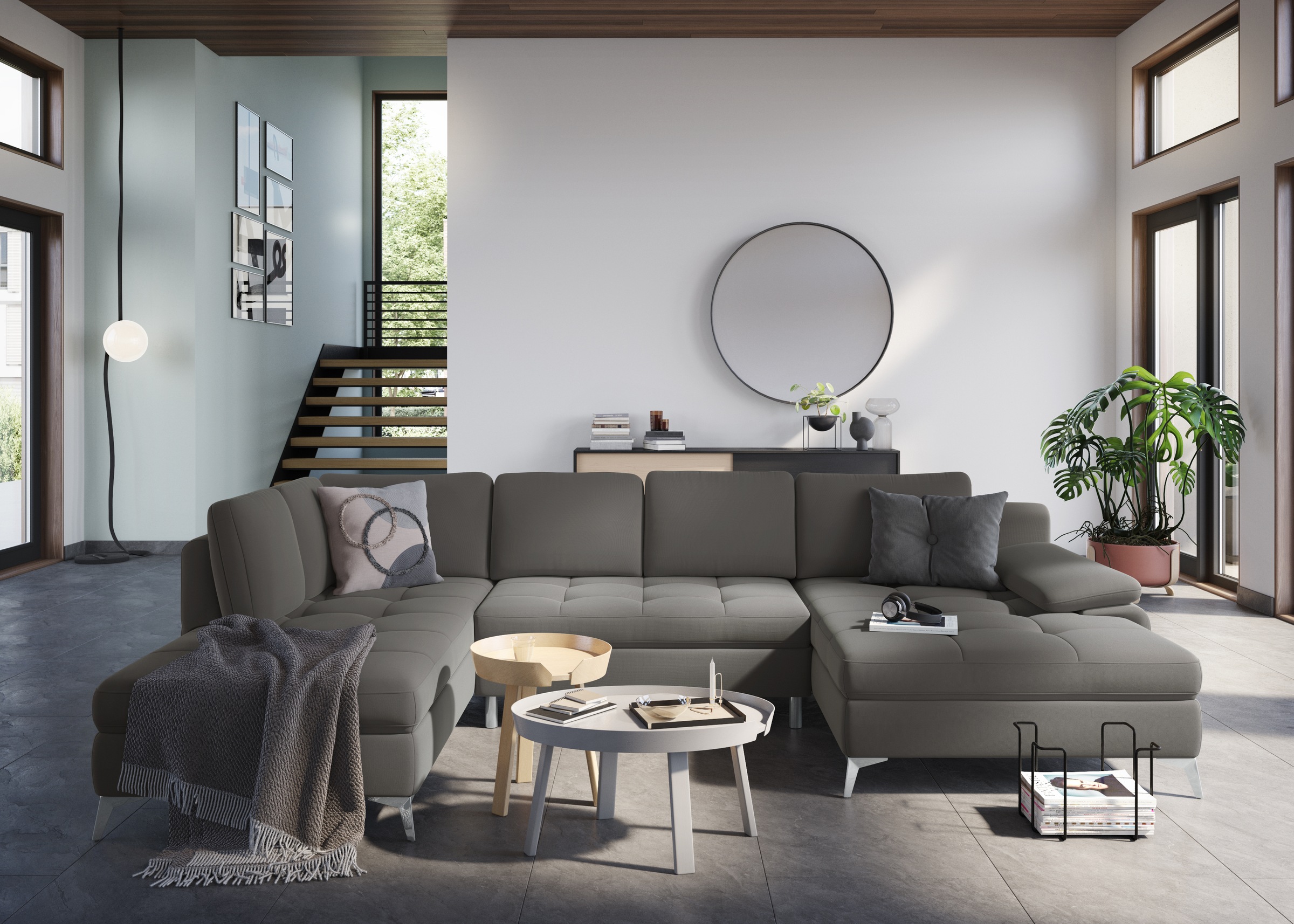 sit&more Wohnlandschaft »Latigo U-Form«, mit Recamiere, wahlweise mit Bettfunktion und Bettkasten