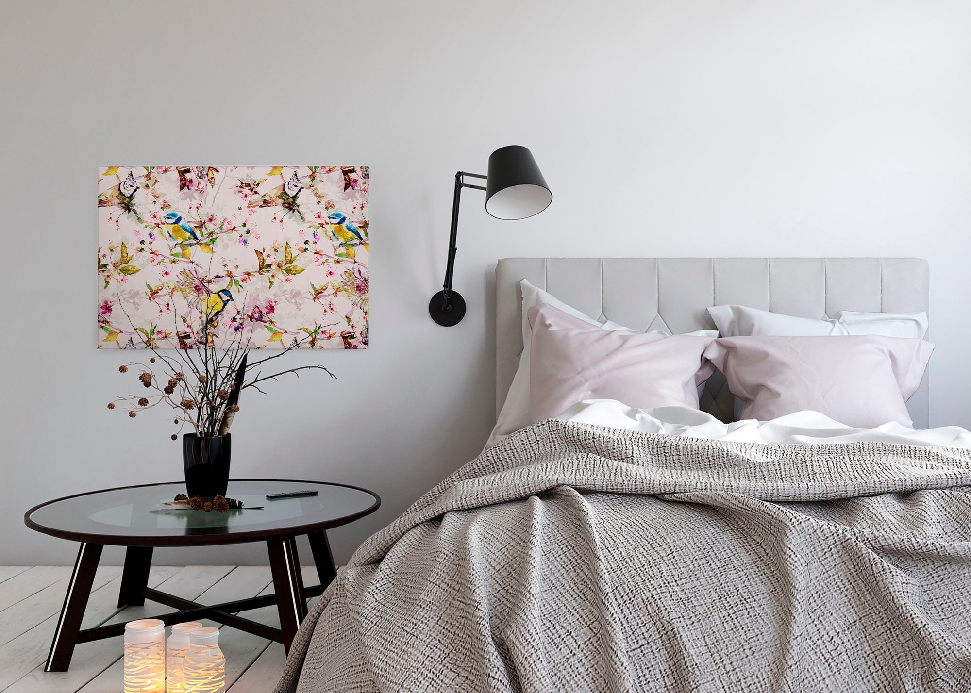A.S. Création Leinwandbild »songbirds«, Kunst-Vögel-Kinder, (1 St.), Keilrahmen Bild Floral Leinwand-Bild Wohnzimmer modern Wandbild Kinder