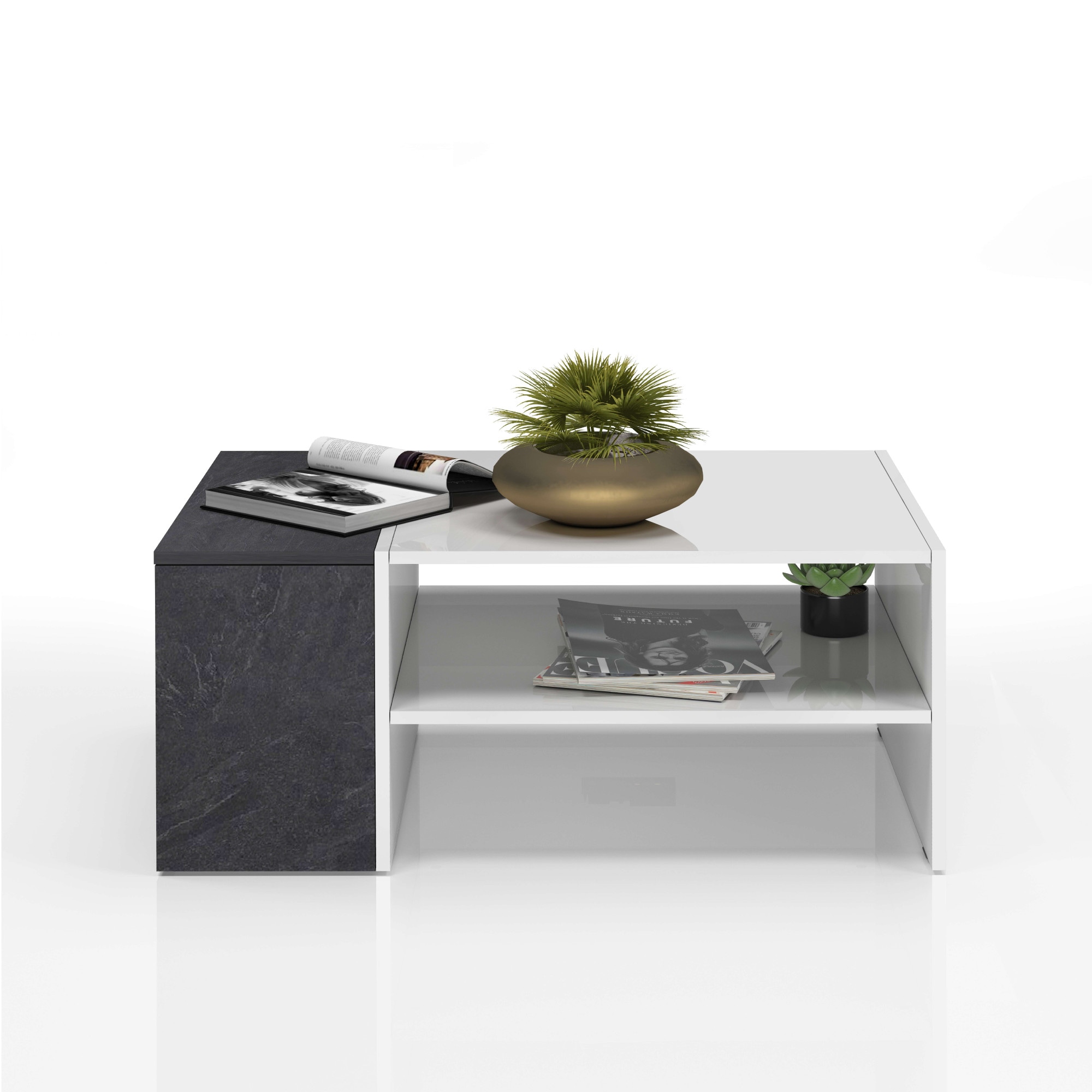 INOSIGN Couchtisch »Coro, Couchtisch, Couchtisch mit seitlichem Stauraum,Sofatisch«, Länge 90 cm, mit zwei Ablagefächern davon eines geschlossen