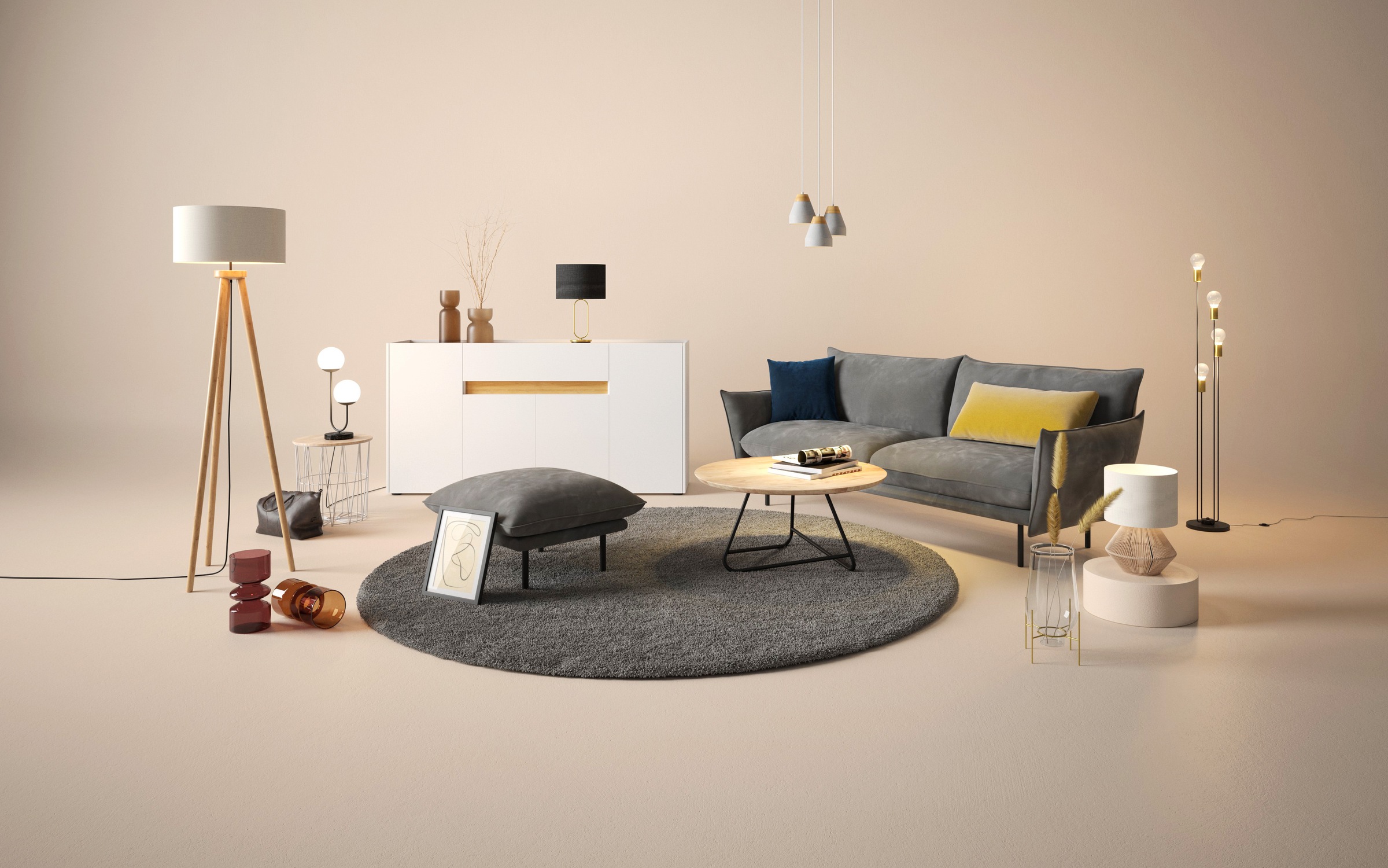 LeGer Home by Lena Gercke Tischleuchte »Zuri«, 1 flammig-flammig, Tischlampe mit Sisalschnur, Leinenschirm / Stoff - beige