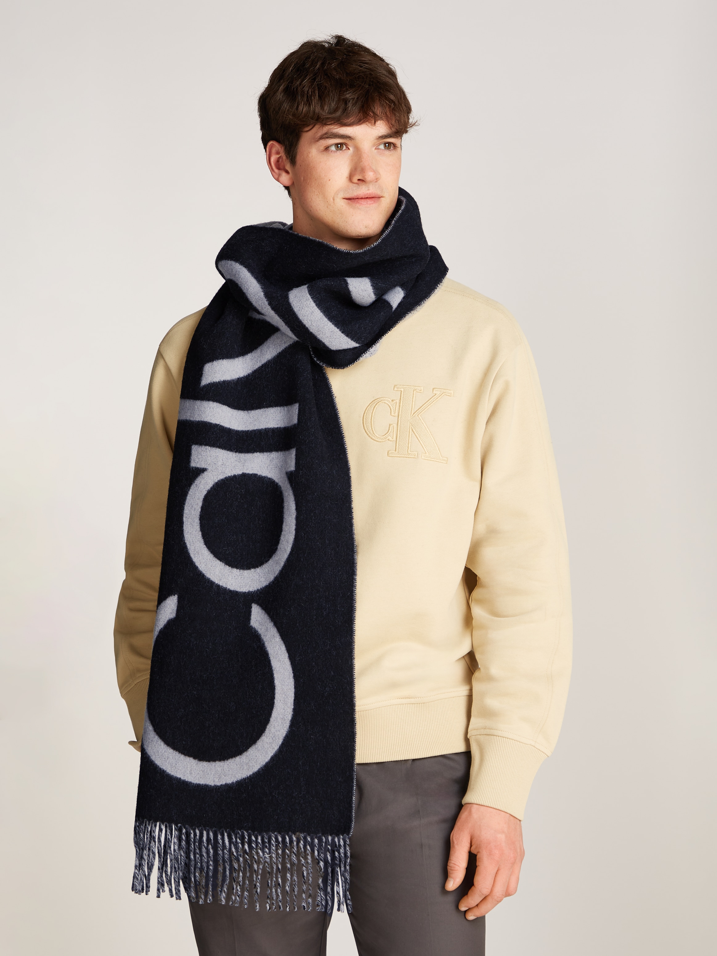 Calvin Klein Schal »CLASSIC WOOL SCARF SIGNITURE«, mit Logoschriftzug