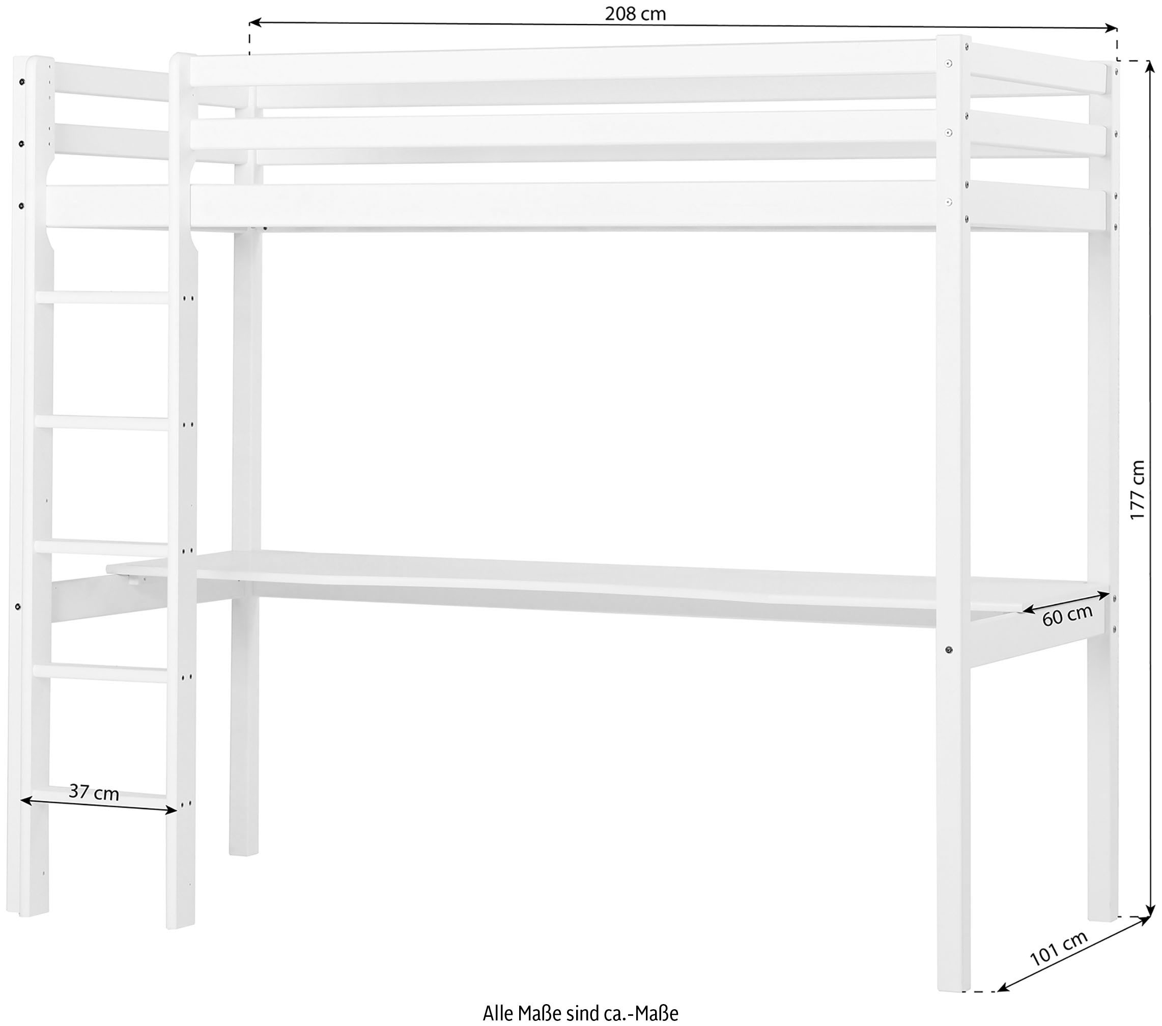 Hoppekids Hochbett »ECO Dream«, 90x200 mit Schreibtisch, umbaubar