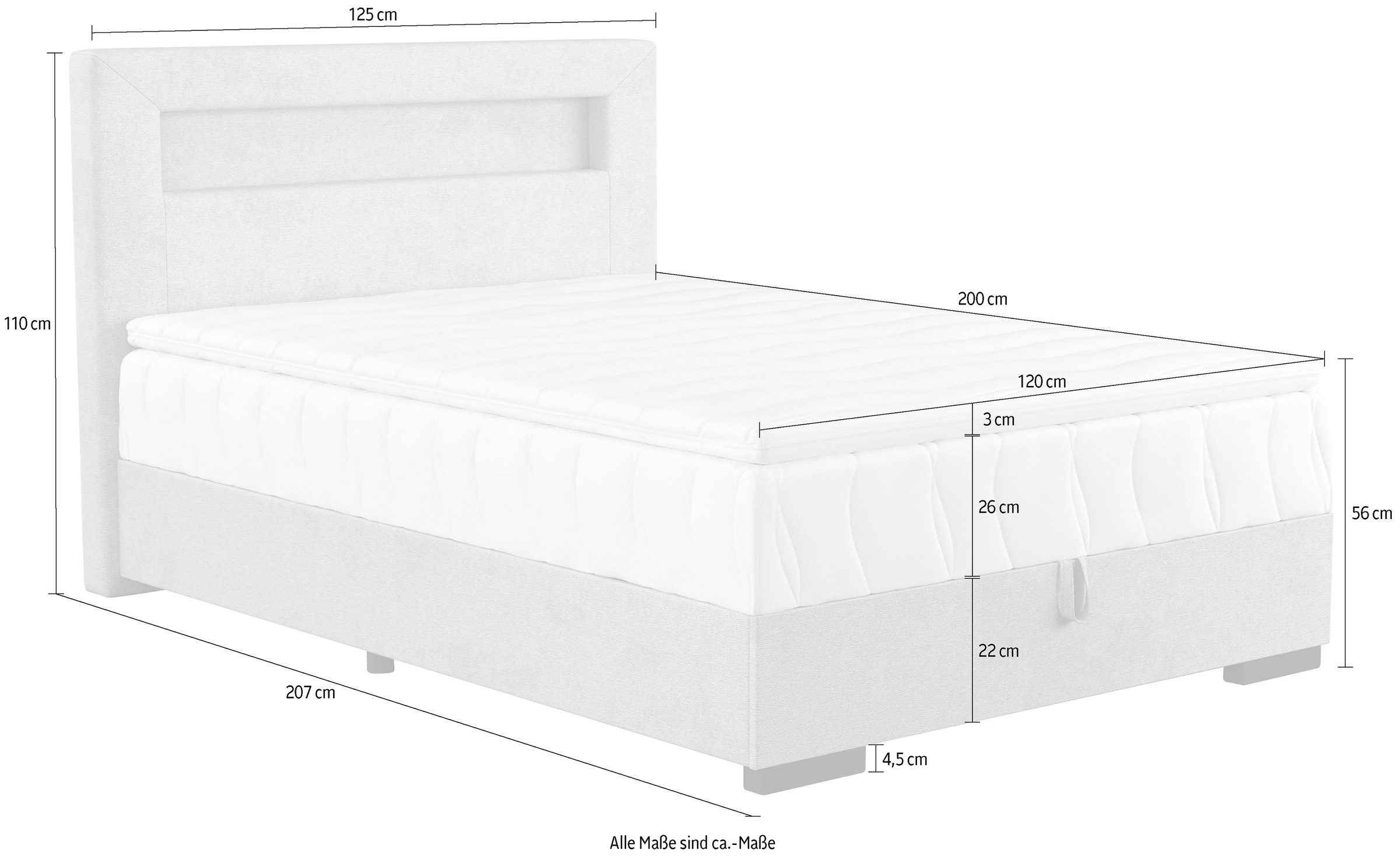 COTTA Boxbett »Kelly«, ausgestattet mit LED-Licht, inkl. Bettkasten