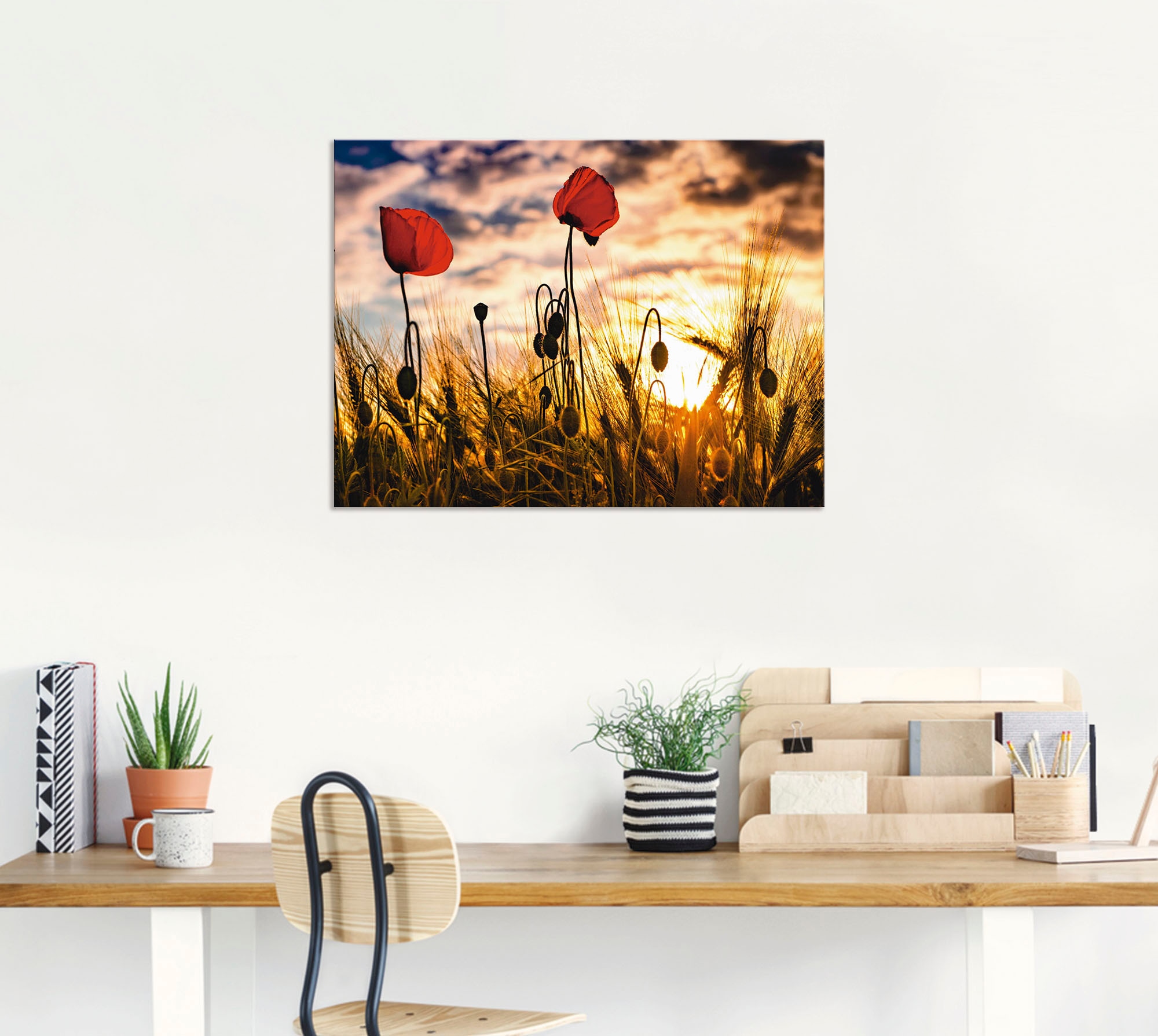 Artland Wandbild »Mohnblumen im Sonnenuntergang«, Blumen, (1 St.), als Alubild, Outdoorbild, Leinwandbild, Poster, Wandaufkleber