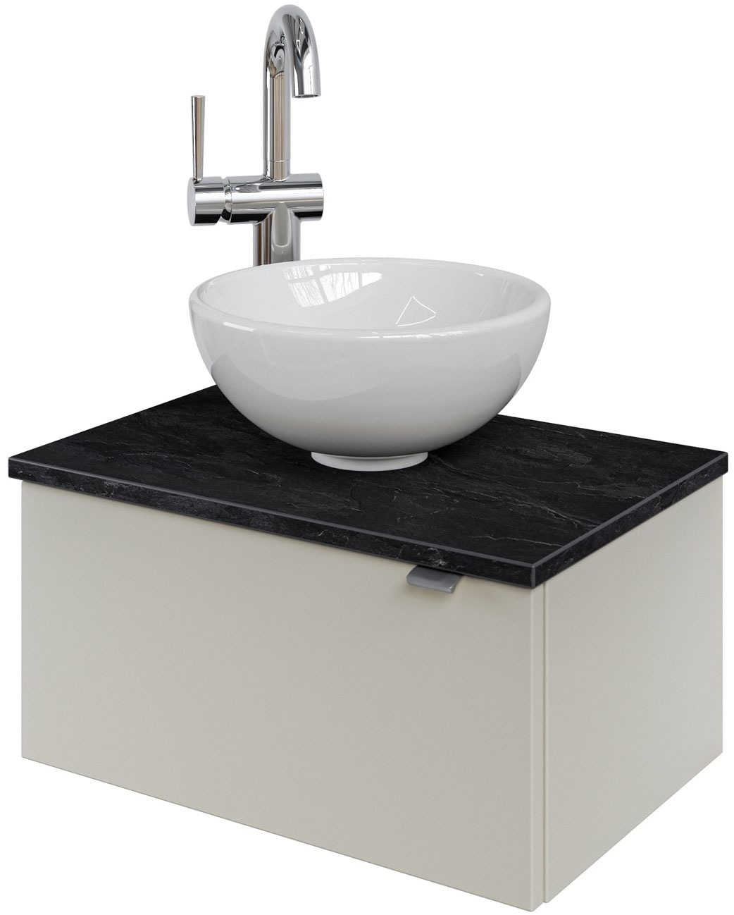 Saphir Waschtisch »Serie 6915 Waschschale mit Unterschrank für Gästebad, Gäste WC«, 51 cm mit Keramik-Aufsatzbecken und 1 Tür