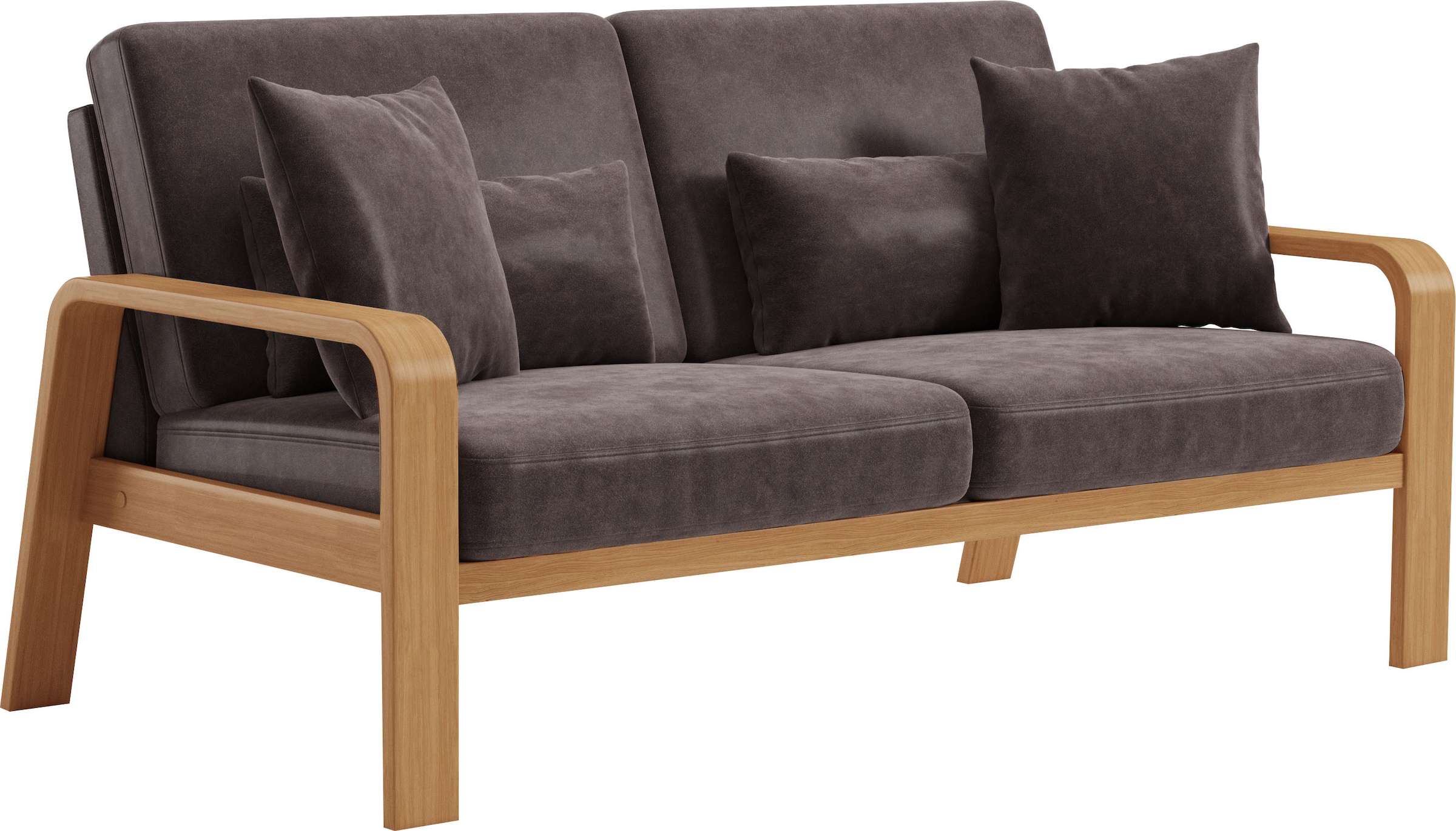 sit&more 2,5-Sitzer »Kolding«, Armlehnen aus eichefarbigem Buchenholz, verschiedene Bezüge und Farben