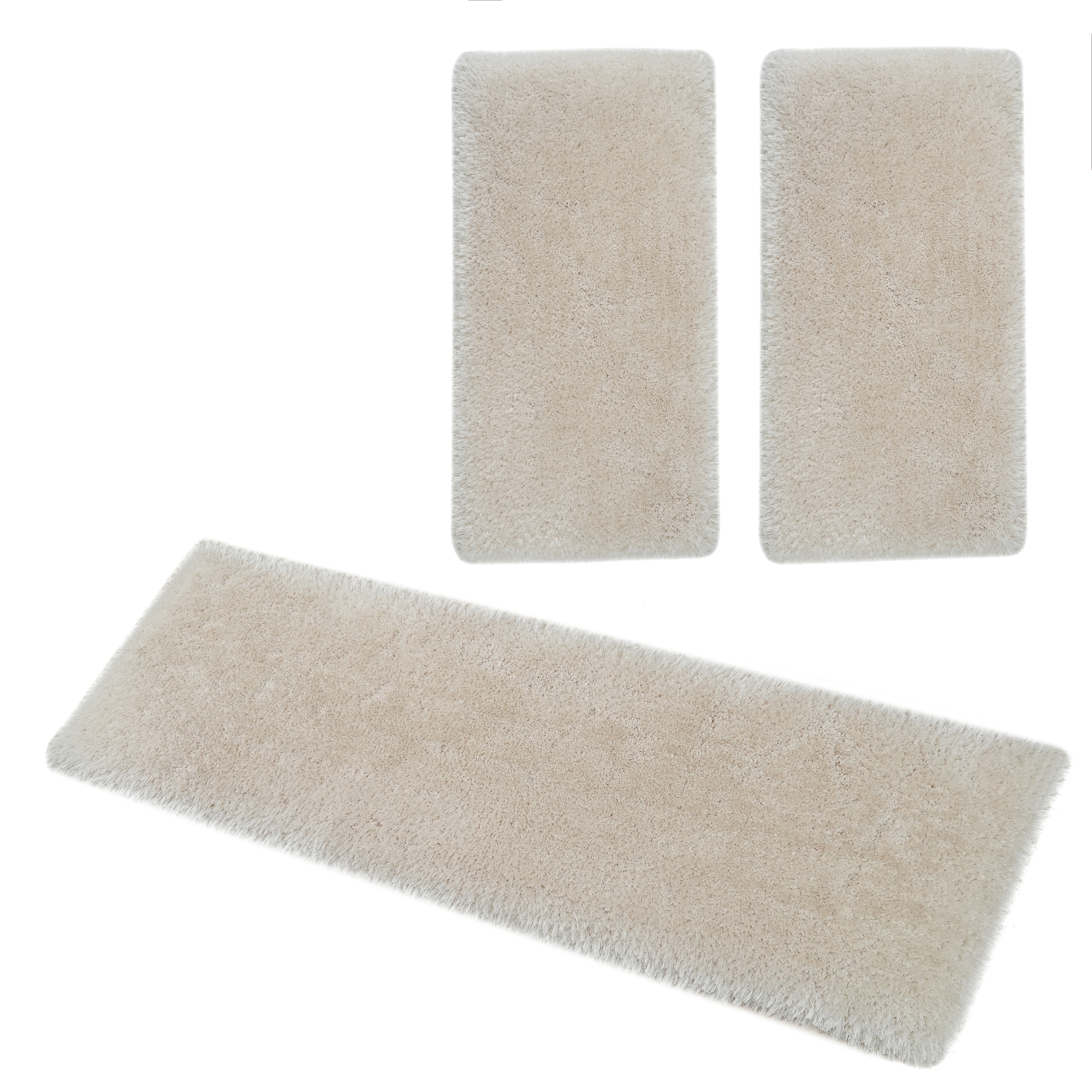 Guido Maria Kretschmer Home&Living Bettumrandung »Micro exclusiv Teppich, sehr hoher Flor, weich durch Mikrofaser«, (3 tlg.), Bettvorleger, Läufer-Set, weich, unifarben, Microfaser, Schlafzimmer