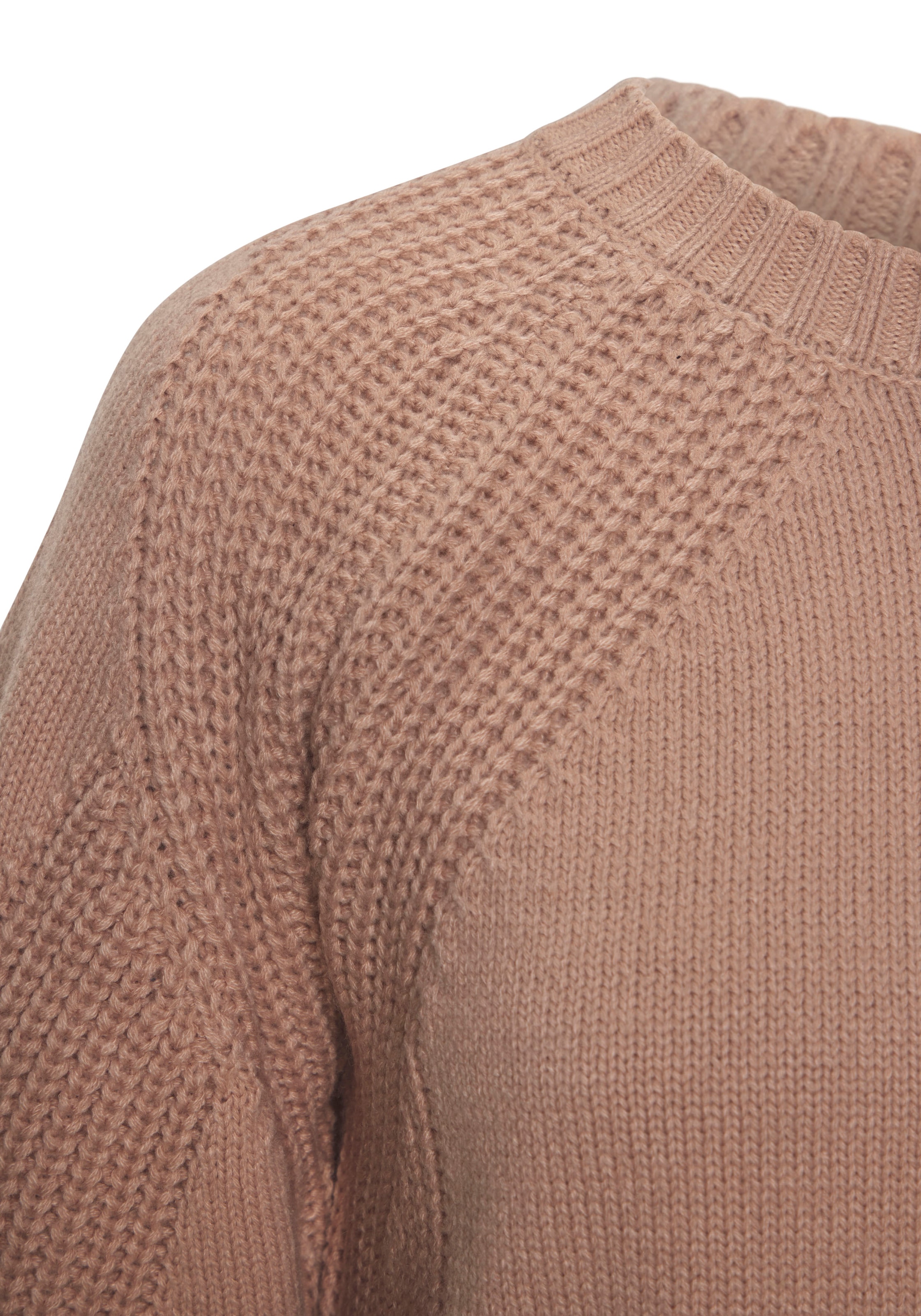 LASCANA Strickpullover, mit Grobstrick-Details, Damen Pullover mit Rundhals