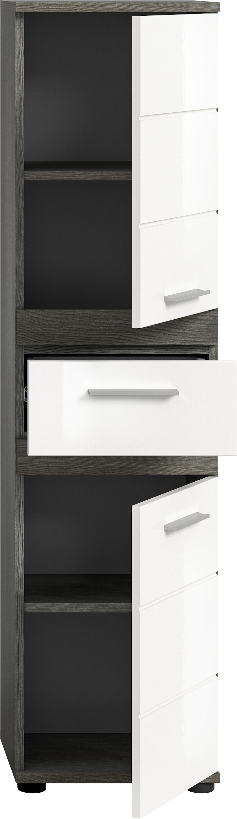 welltime Hochschrank »LUCCA, TOPSELLER!, Höhe 137 cm, 2 Türen, 1 Schubkasten, 2 Fachböden,«, Badschrank, Bad-Möbel, Badezimmer