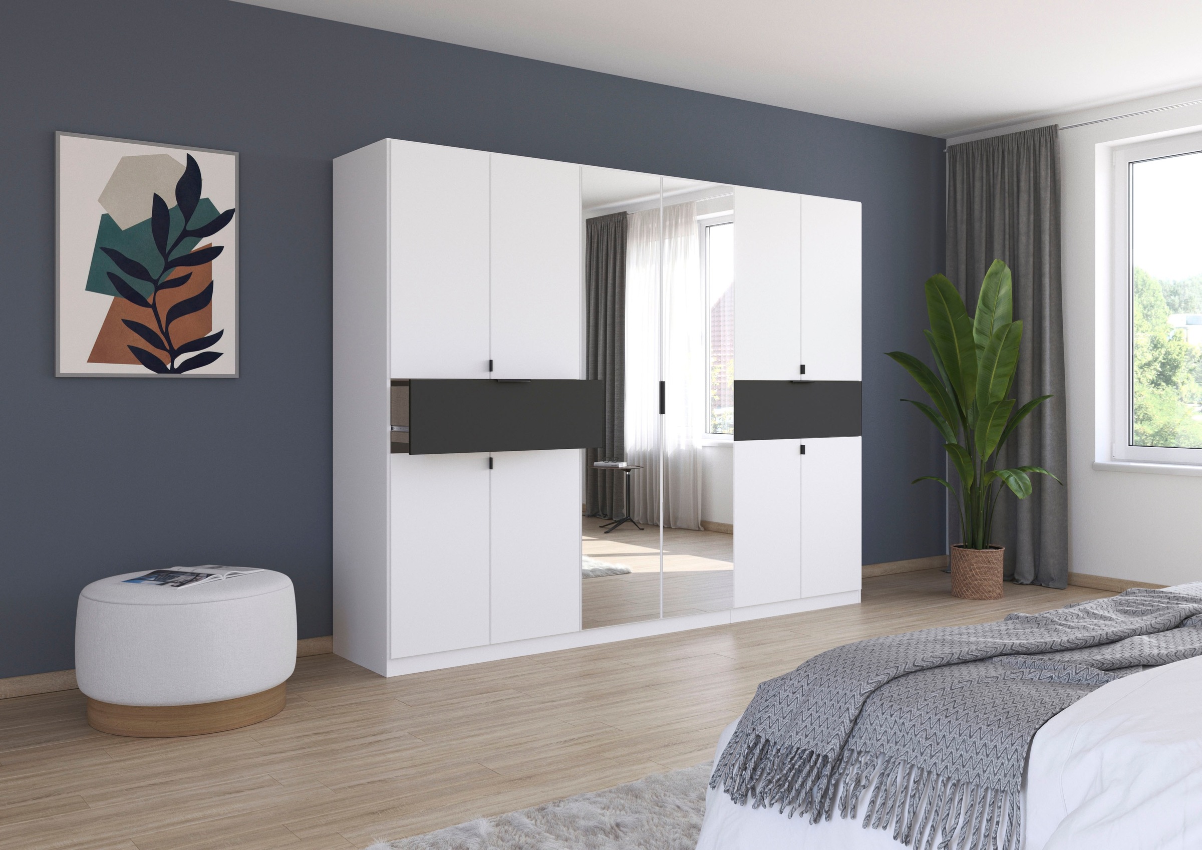 rauch Drehtürenschrank »Kleiderschrank Schrank Garderobe Wäscheschrank TICAO«, (Schubladen in der Höhe variabel positionierbar), mit 2 geräumigen Schubladen, viel Stauraum MADE IN GERMANY
