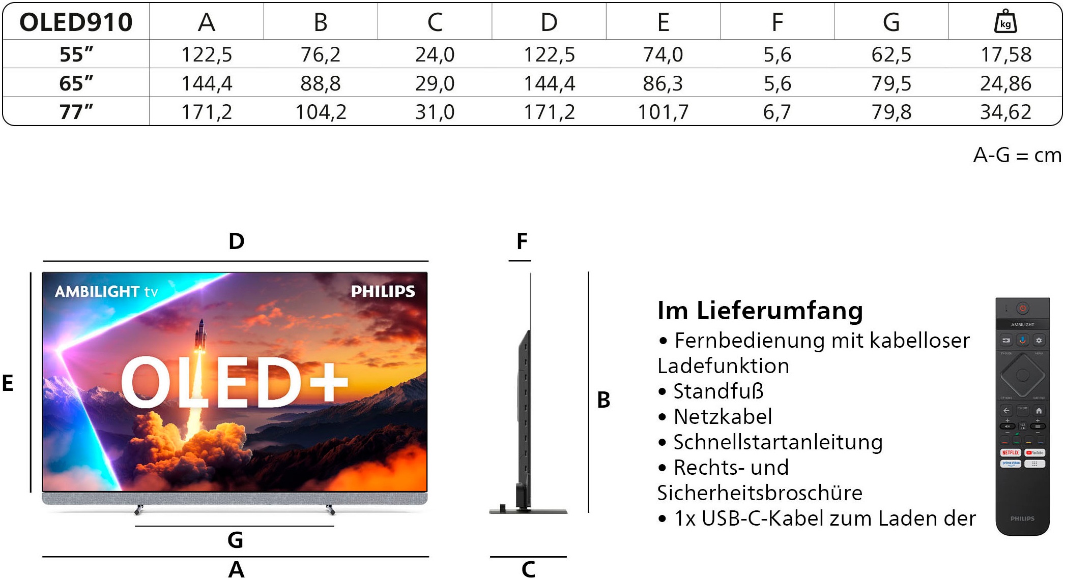 Philips OLED-Fernseher »55OLED910/12«, 4K Ultra HD, Google TV-Smart-TV