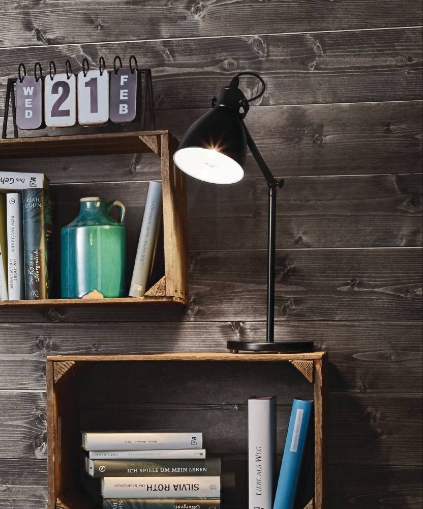 EGLO Tischleuchte »PRIDDY Tischlampe, Nachttischlampe, Stahl, schwarz, E27, Industrial« E27 Wohnzimmerlampe, Esszimmer, 1 flammig, Retro, Vintage, 42,5x15,5cm