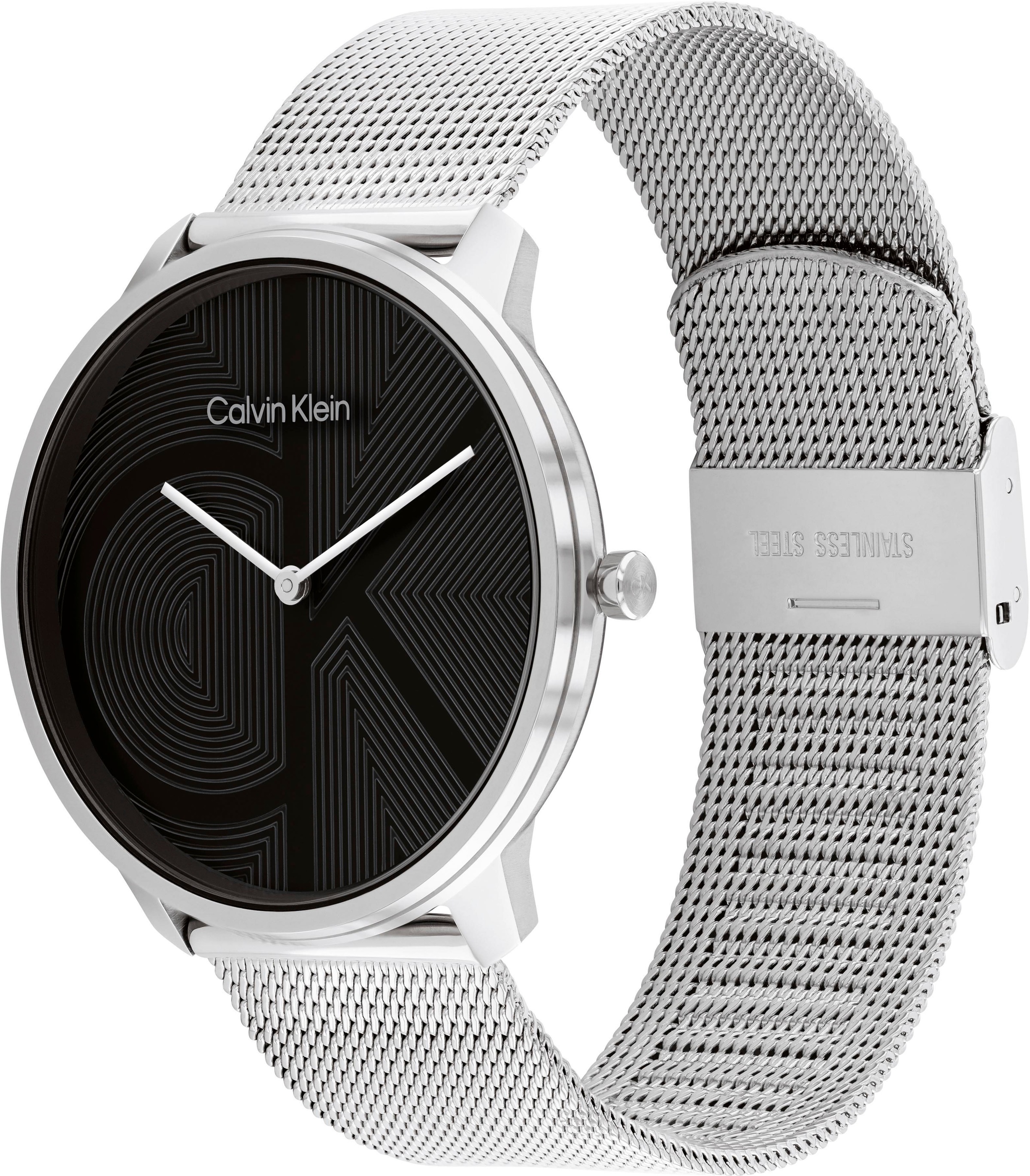 Calvin Klein Quarzuhr »CK ICONIC 40 mm«, Armbanduhr, Damenuhr, Herrenuhr, Edelstahlarmband, analog