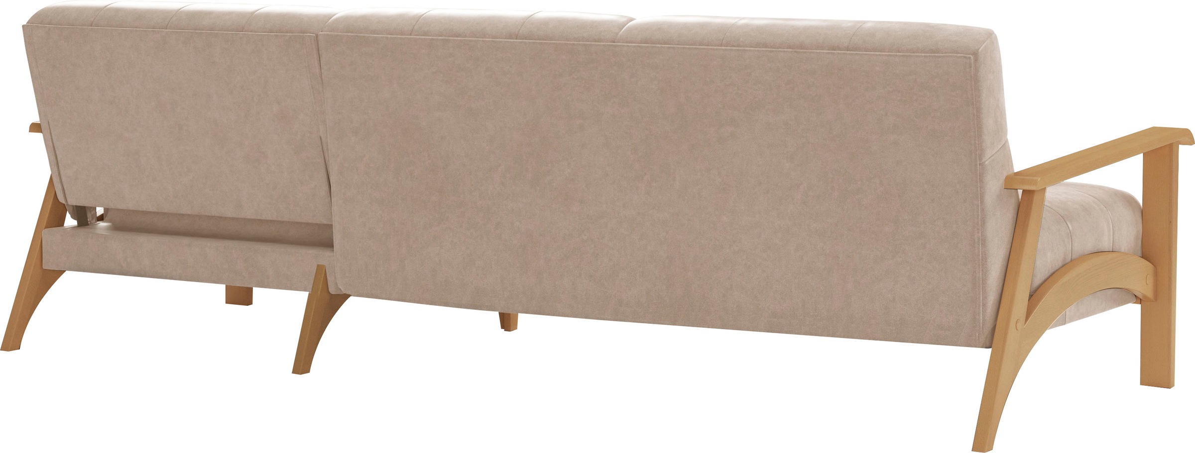 sit&more Ecksofa »Billund L-Form«, Armlehnen aus eichefarbigem Buchenholz, verschiedene Bezüge und Farben