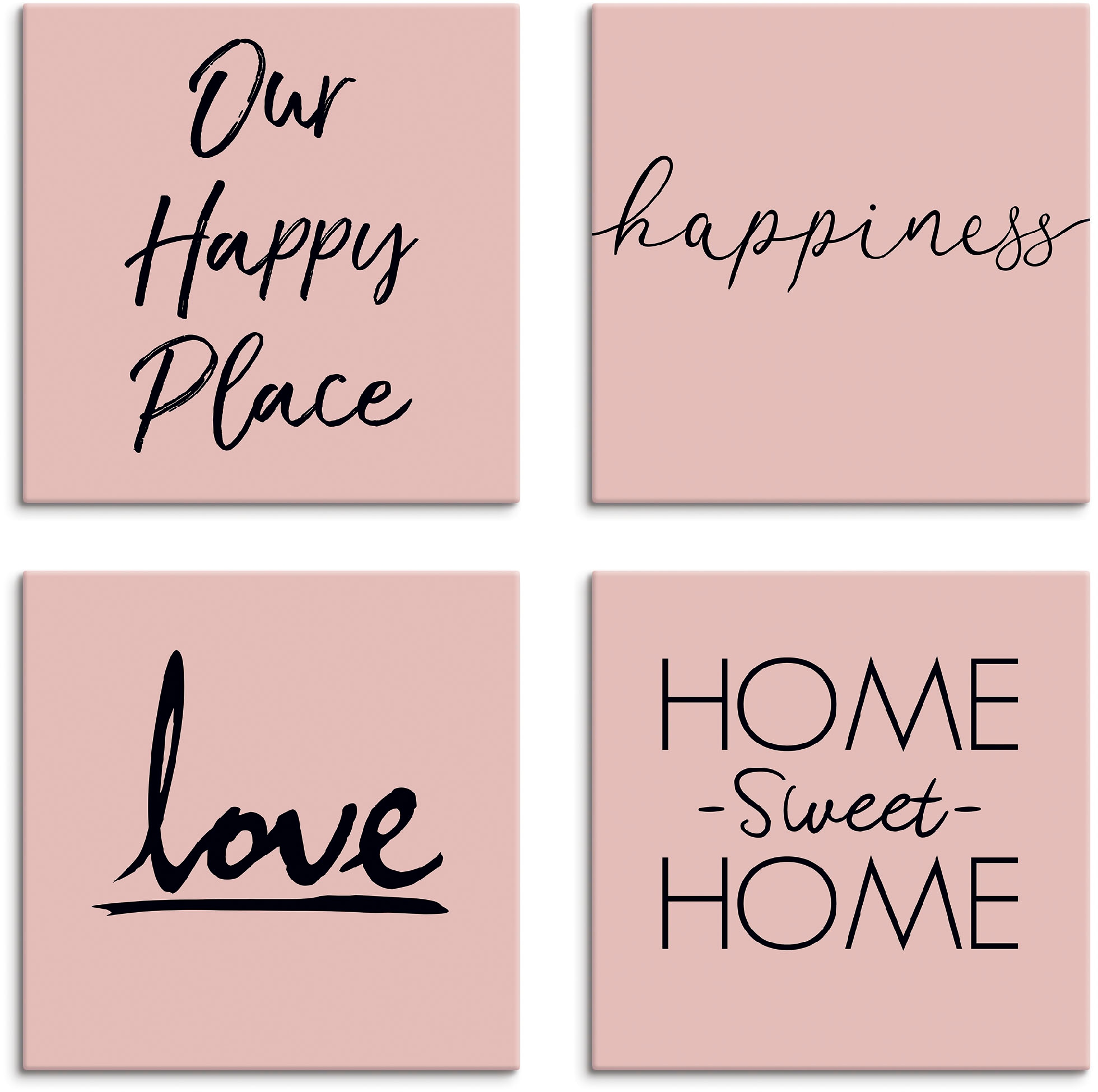 Artland Leinwandbild »Ort Glück Liebe Home sweet Home«, Sprüche & Texte, (4  St.), 4er Set, verschiedene Größen online kaufen