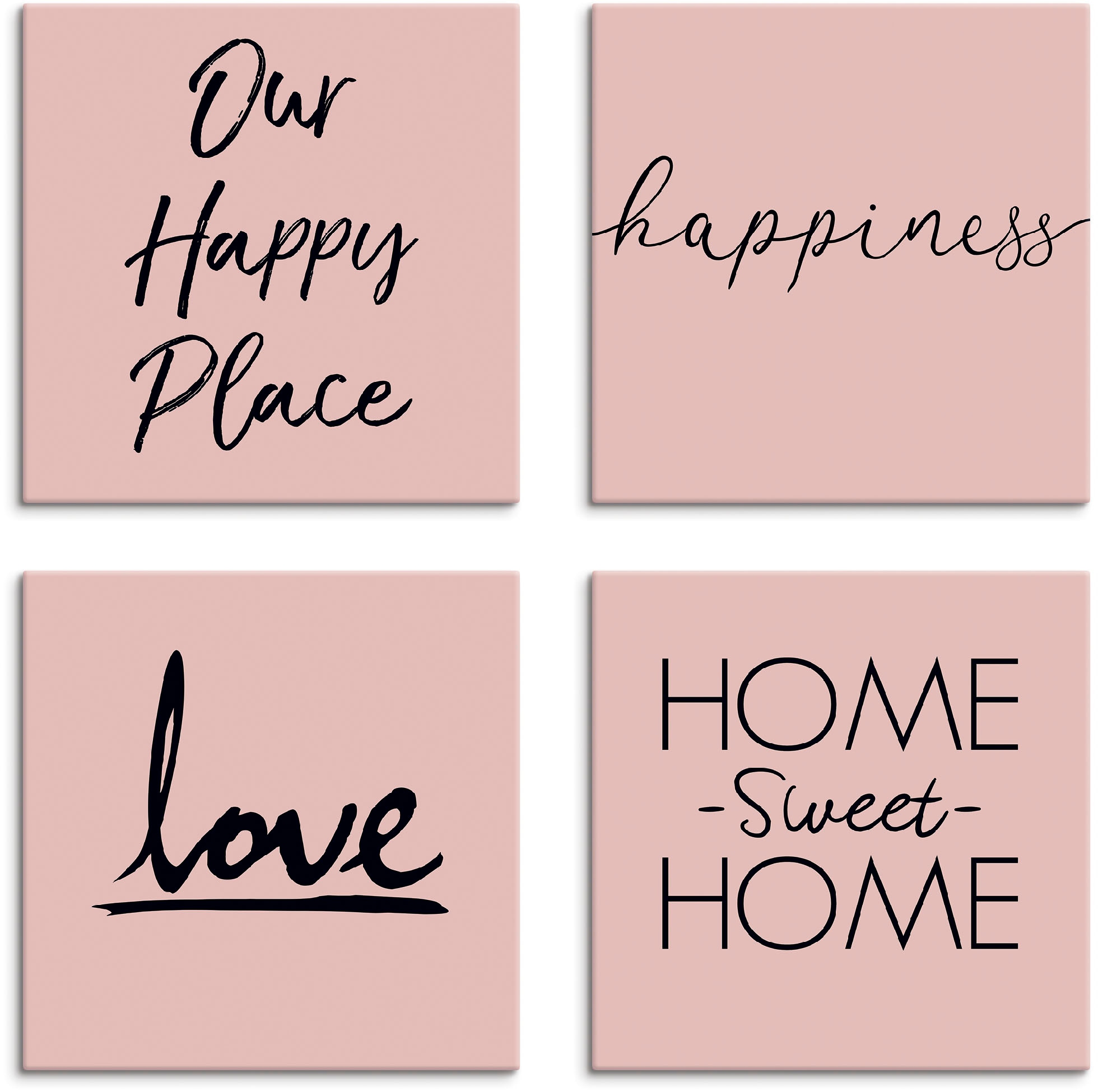 Artland Leinwandbild »Ort Glück Liebe Home sweet Home« Sprüche & Texte 4 St günstig online kaufen