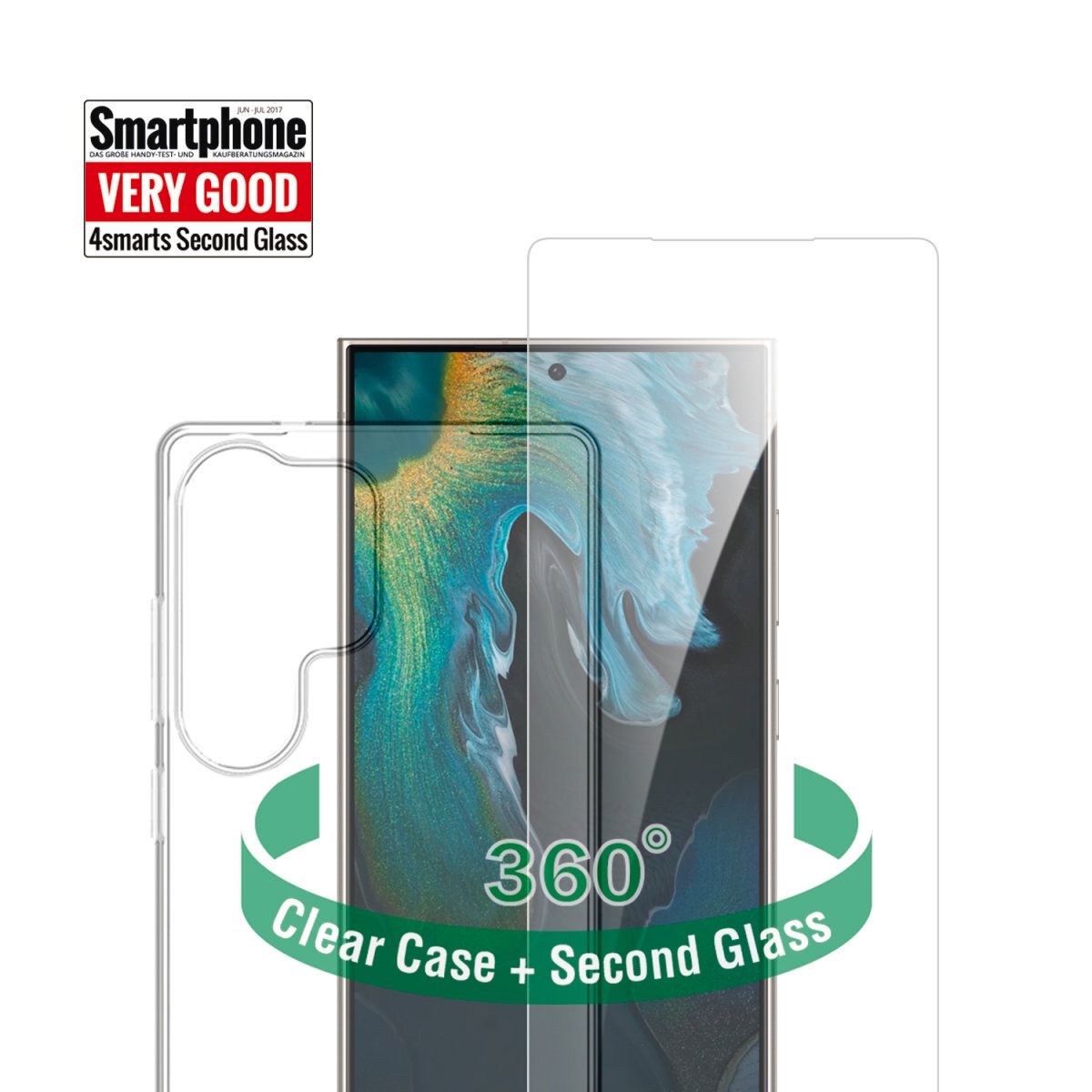 4smarts Handyhülle »360° Protection Set für Samsung Galaxy S25 Ultra«, Backcover, Schutzhülle, Handyschutzhülle, Case, Schutzcase, stoßfest