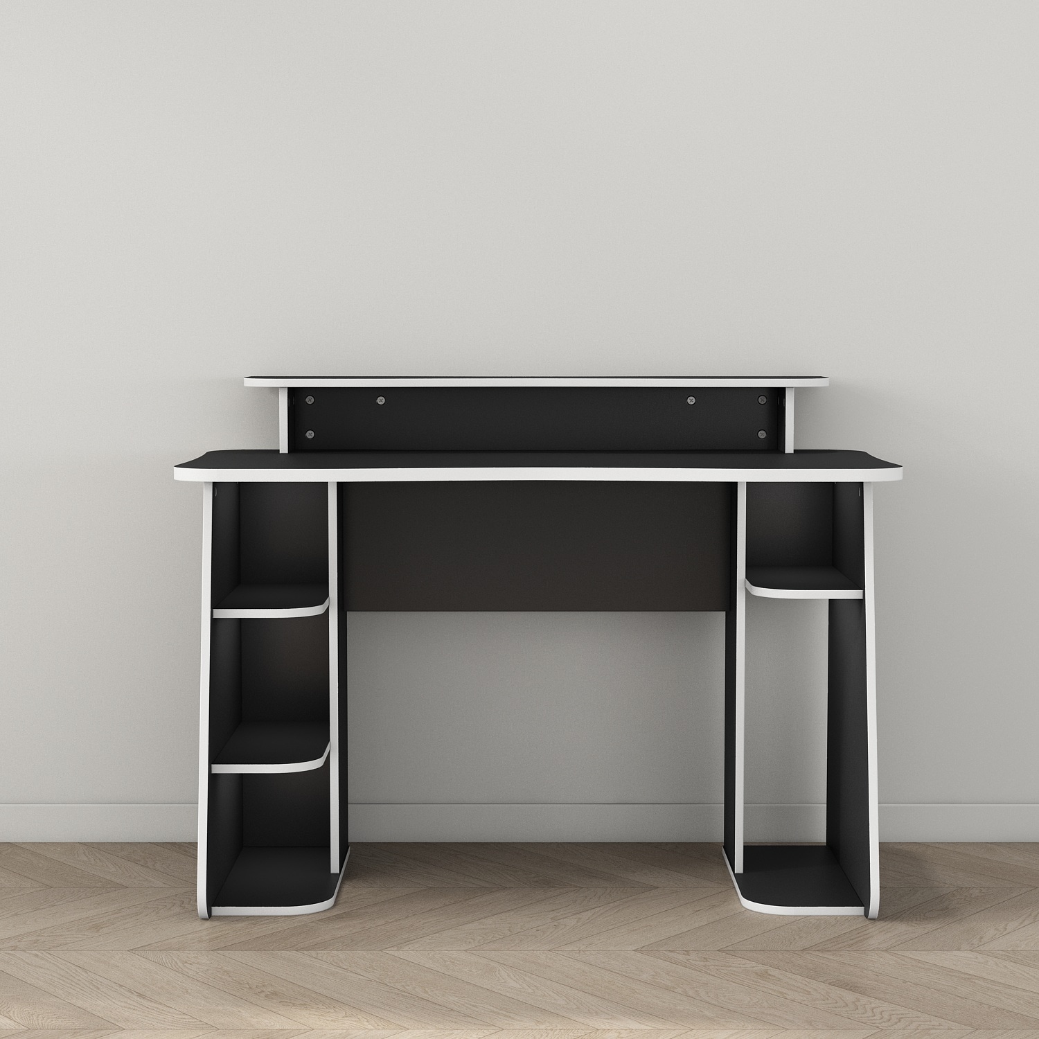 OTTO home Gamingtisch »GAME, Computertisch, Schreibtisch, Towerfach, Monitoraufsatz,« ergonomisch geschwungene Tischplatte, Breite 120 oder 150 cm